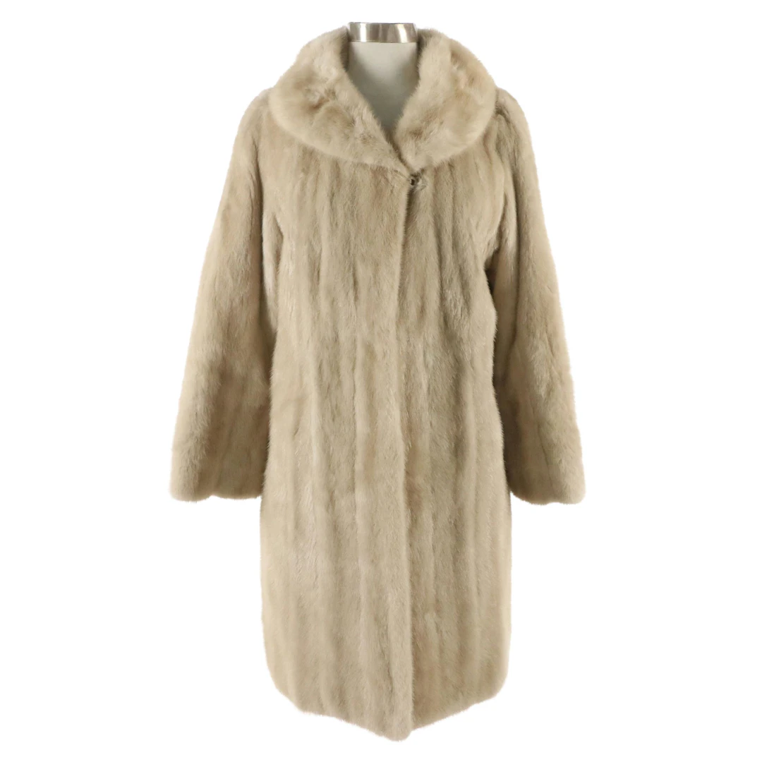Blonde Mink Fur Stroller Coat with Flare Sleeves from Pogue's, Vintage