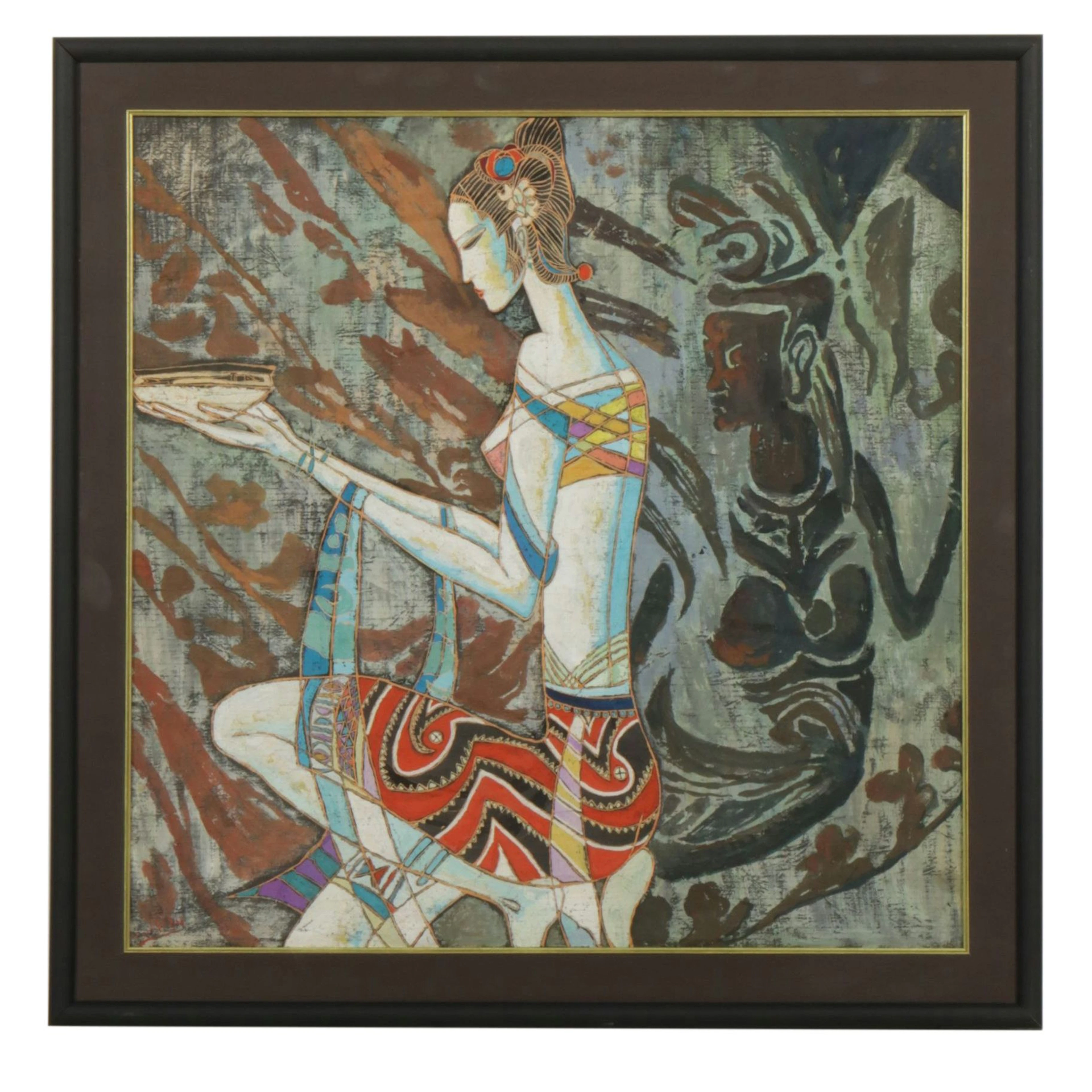 Mixed Media Painting After Ting Shao Kuang "Illumination of the Buddha"