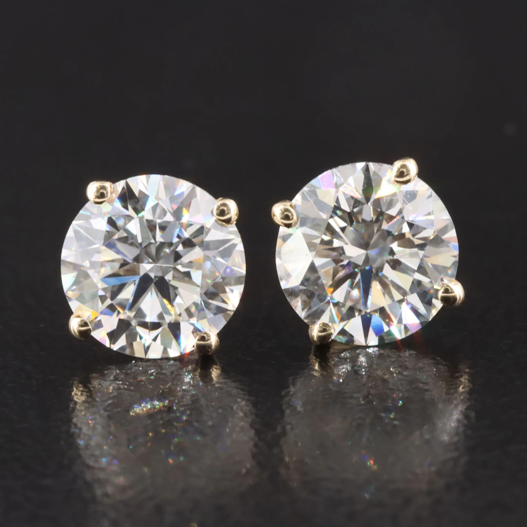 14K 3.00 CTW Lab Grown Diamond Solitaire Earrings with IGI Reports