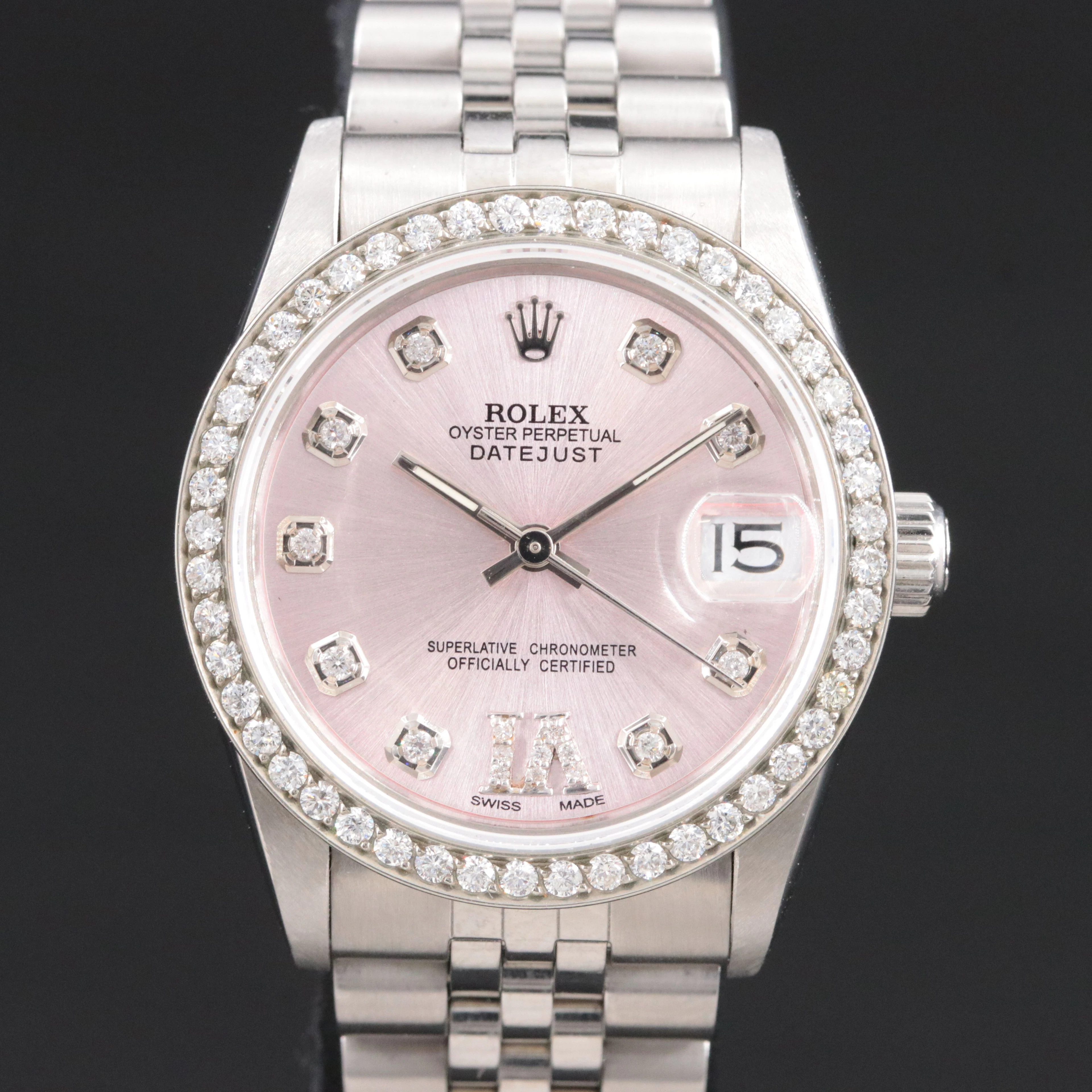 1995 Rolex Custom Diamond Dial and Bezel Datejust Model 68274