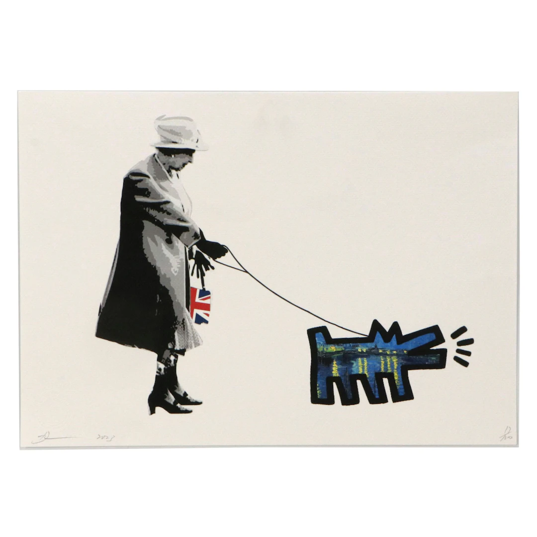 Death NYC Pop Art Graphic Print "Dog Walking Queen," 2023