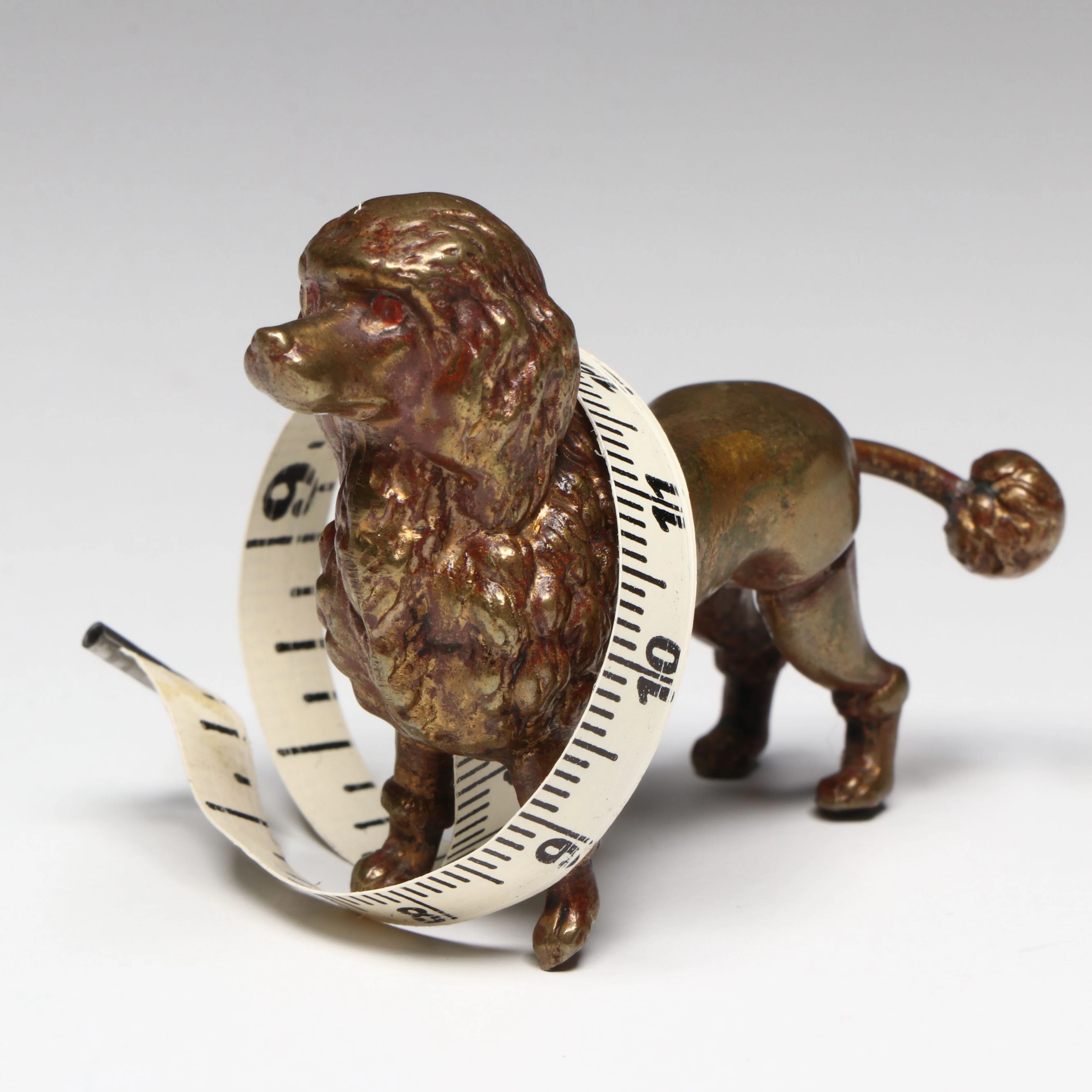 Victorian English Brass Poodle Tape Measure, Late 19th Century