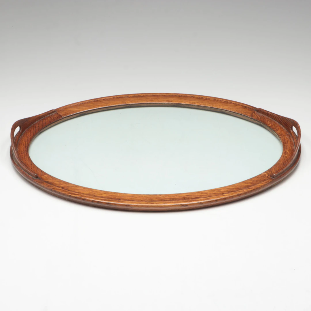 Victorian Style Wood Framed Glass Tray