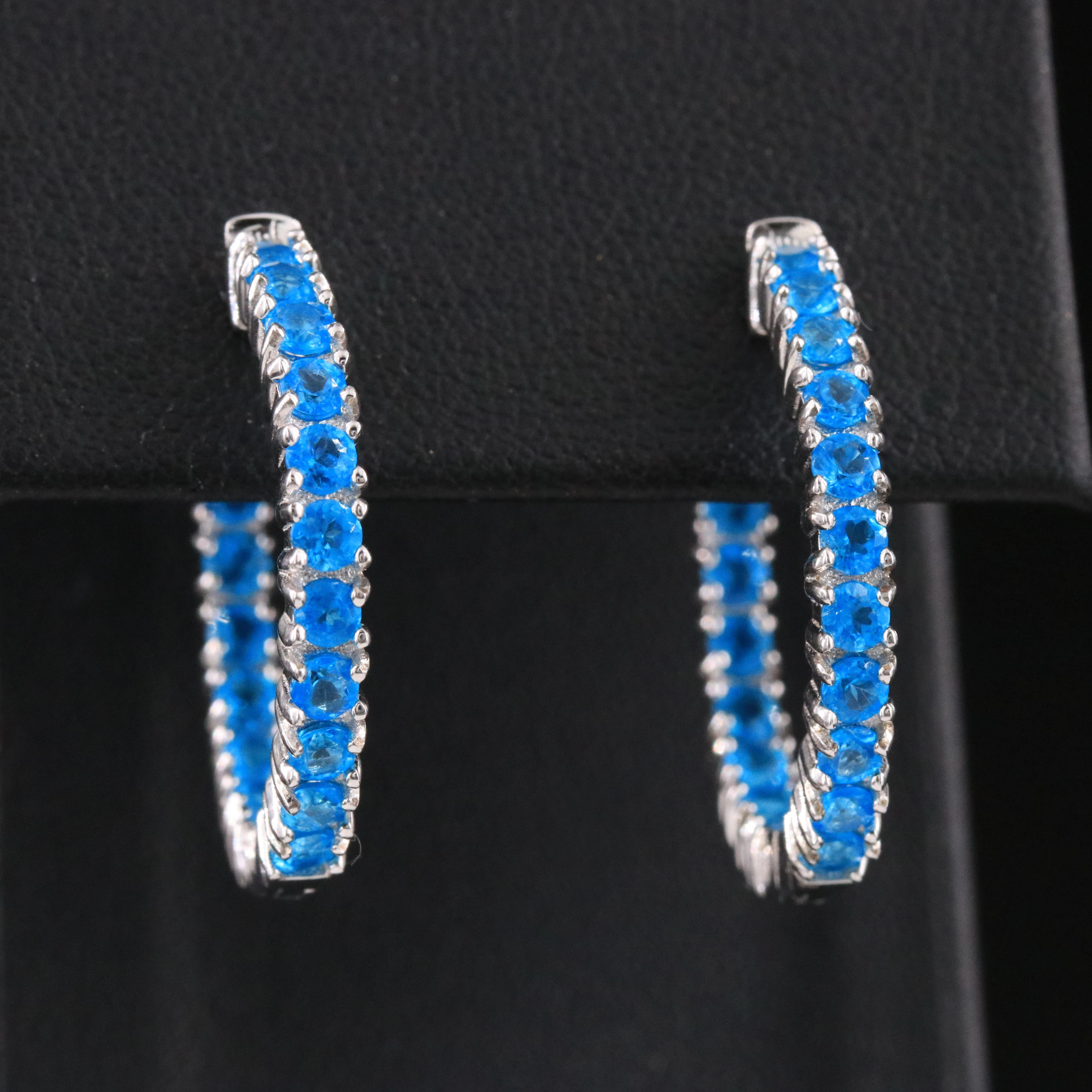 Sterling Inside-Out Apatite Hoop Earrings
