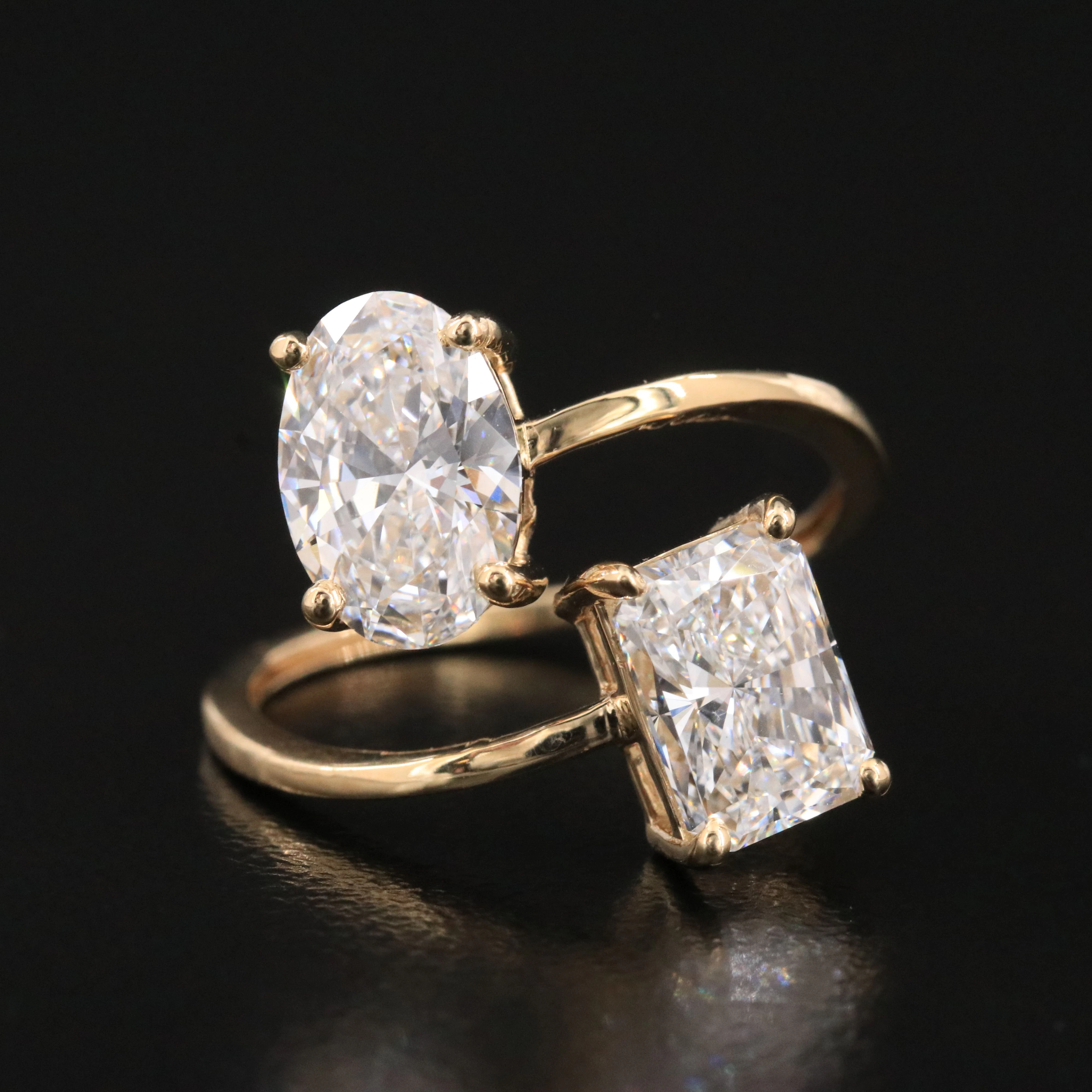 14K 3.19 CTW Lab Grown Diamond Bypass Ring with IGI Reports