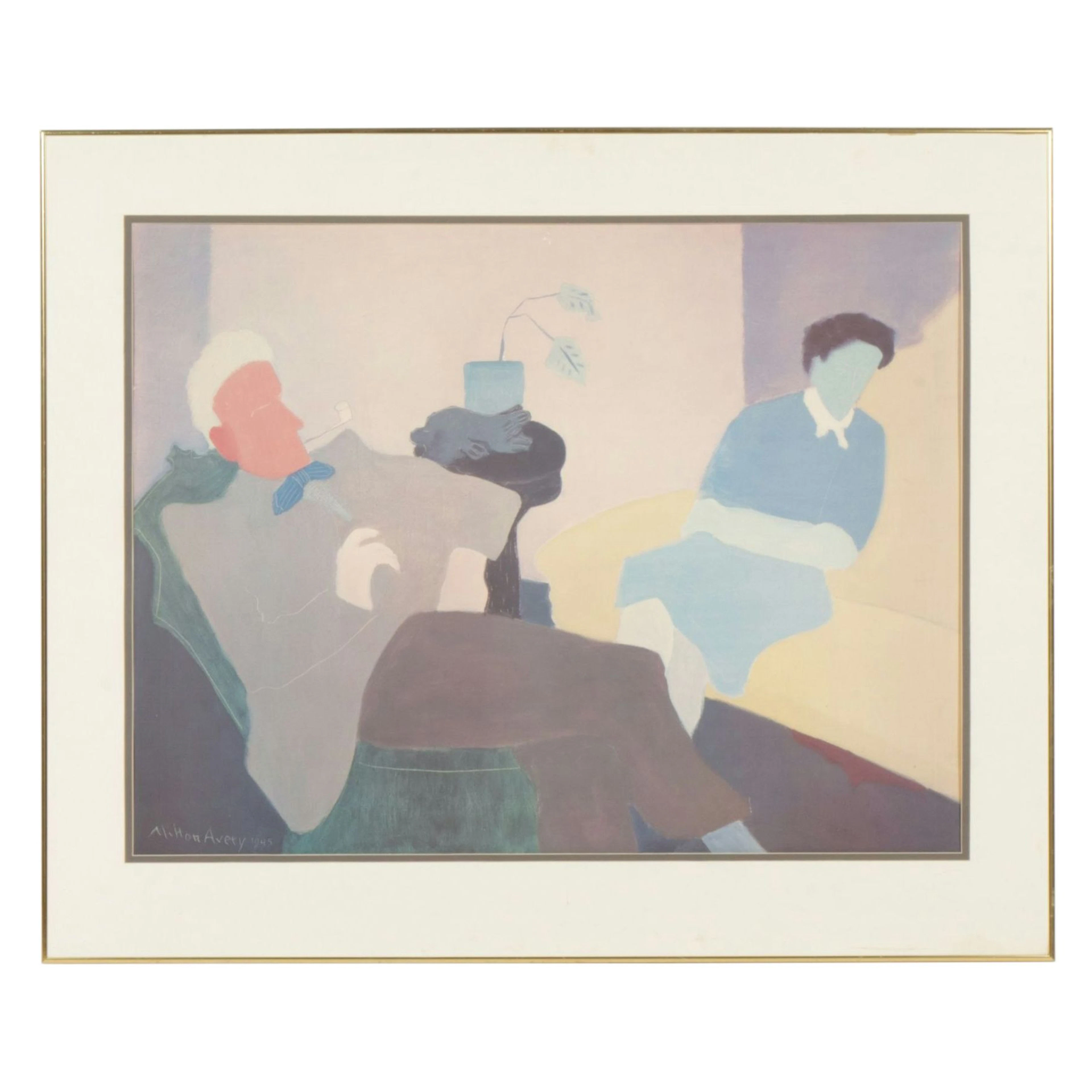 After Milton Avery "Husband and Wife" Offset Lithograph, Late 20th Century