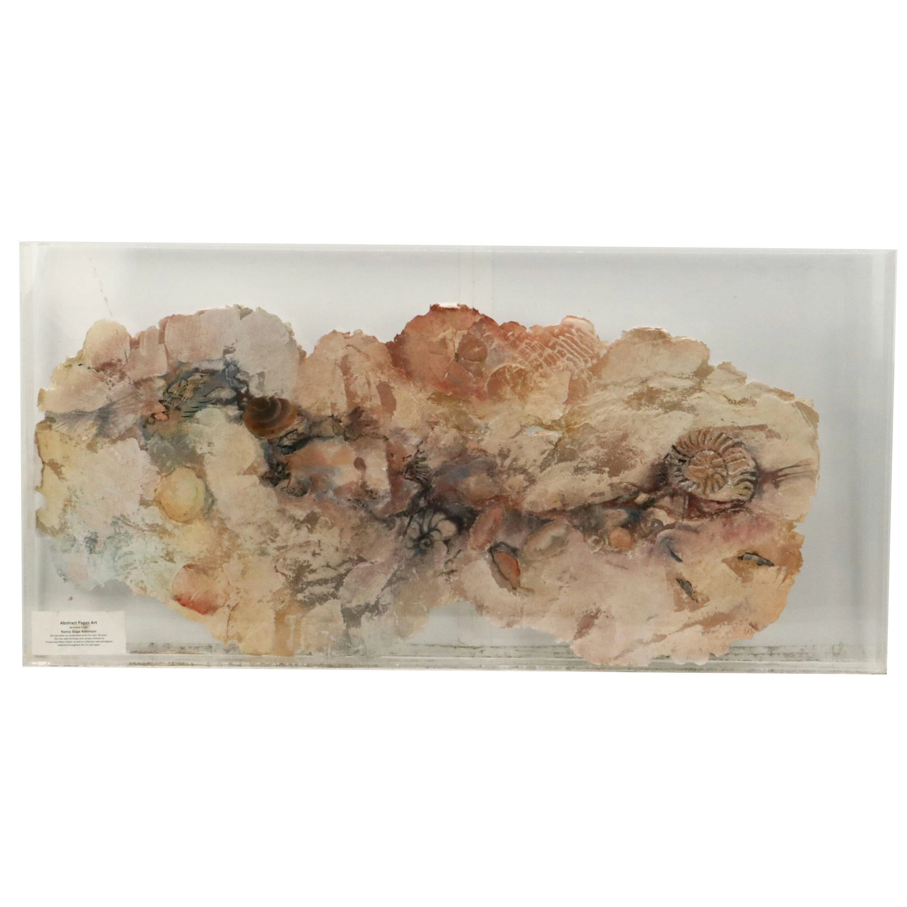 Nancy Stage Robinson Abstract Style Paper Pulp Sculpture of Fossils