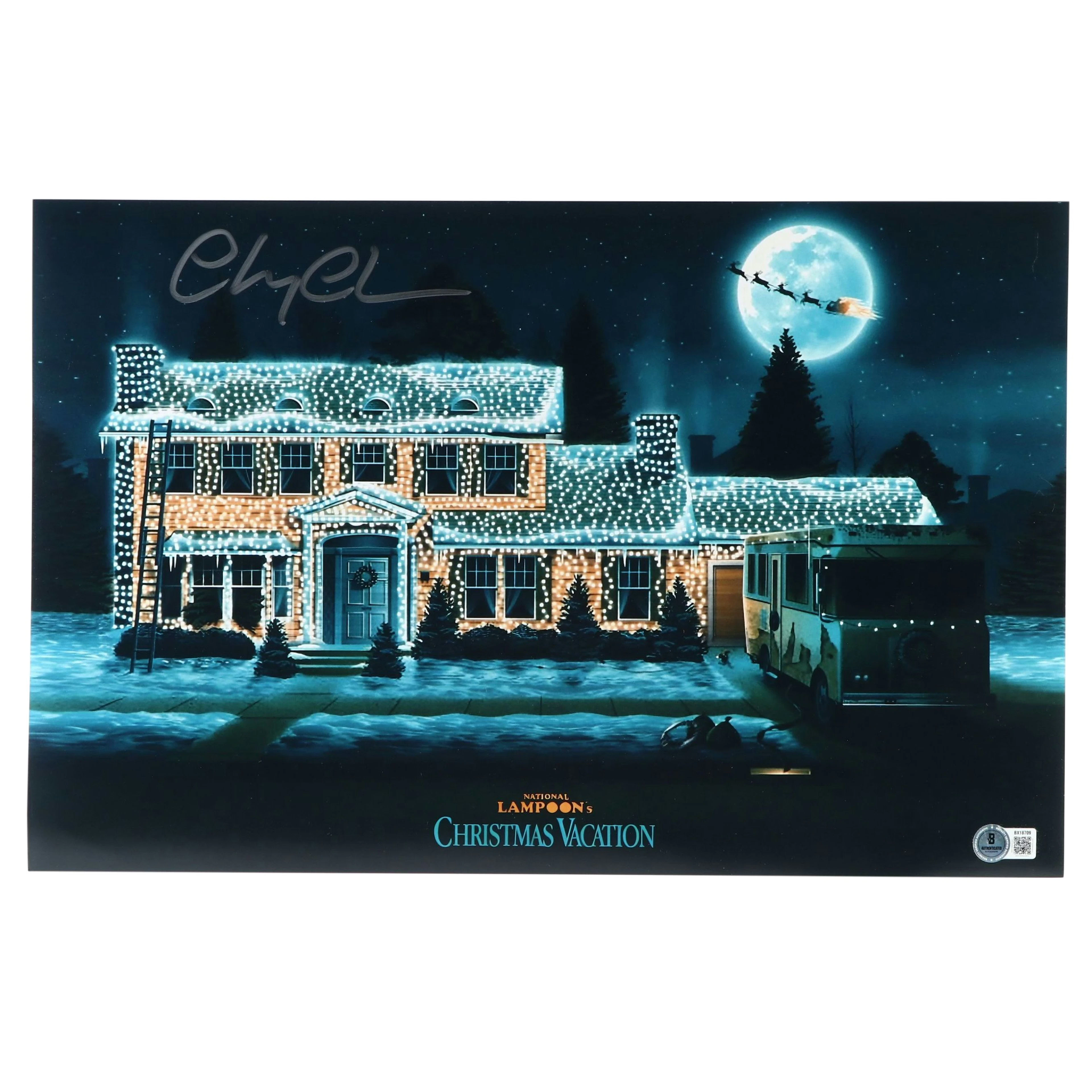 Chevy Chase Signed "National Lampoon's Christmas Vacation" Print, Beckett