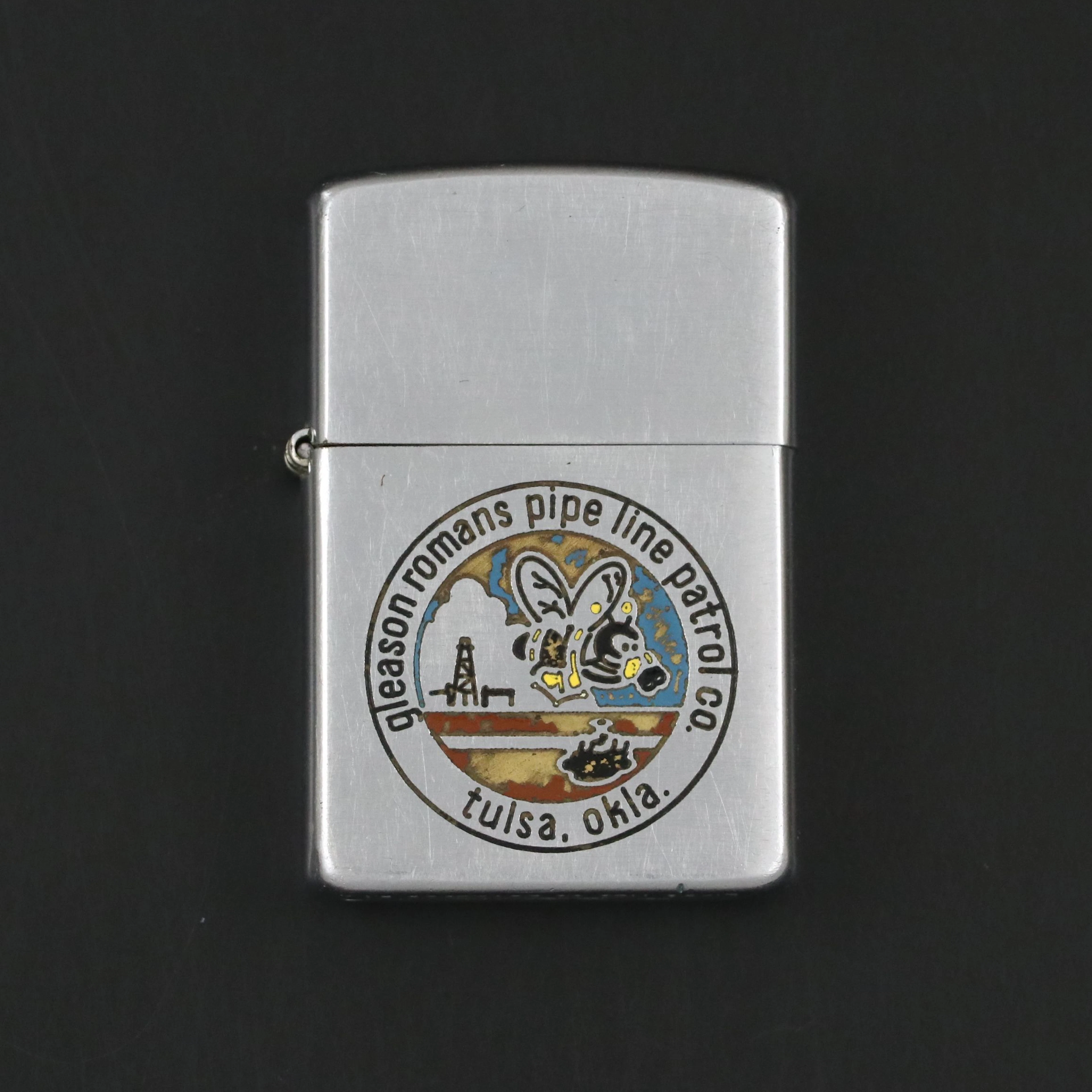 Vintage Zippo Gleason Romans Pipe Line Co. Lighter, Mid-20th Century