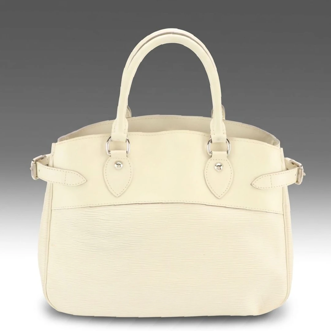 Louis Vuitton Passy PM Handbag in White Epi and Smooth Leather