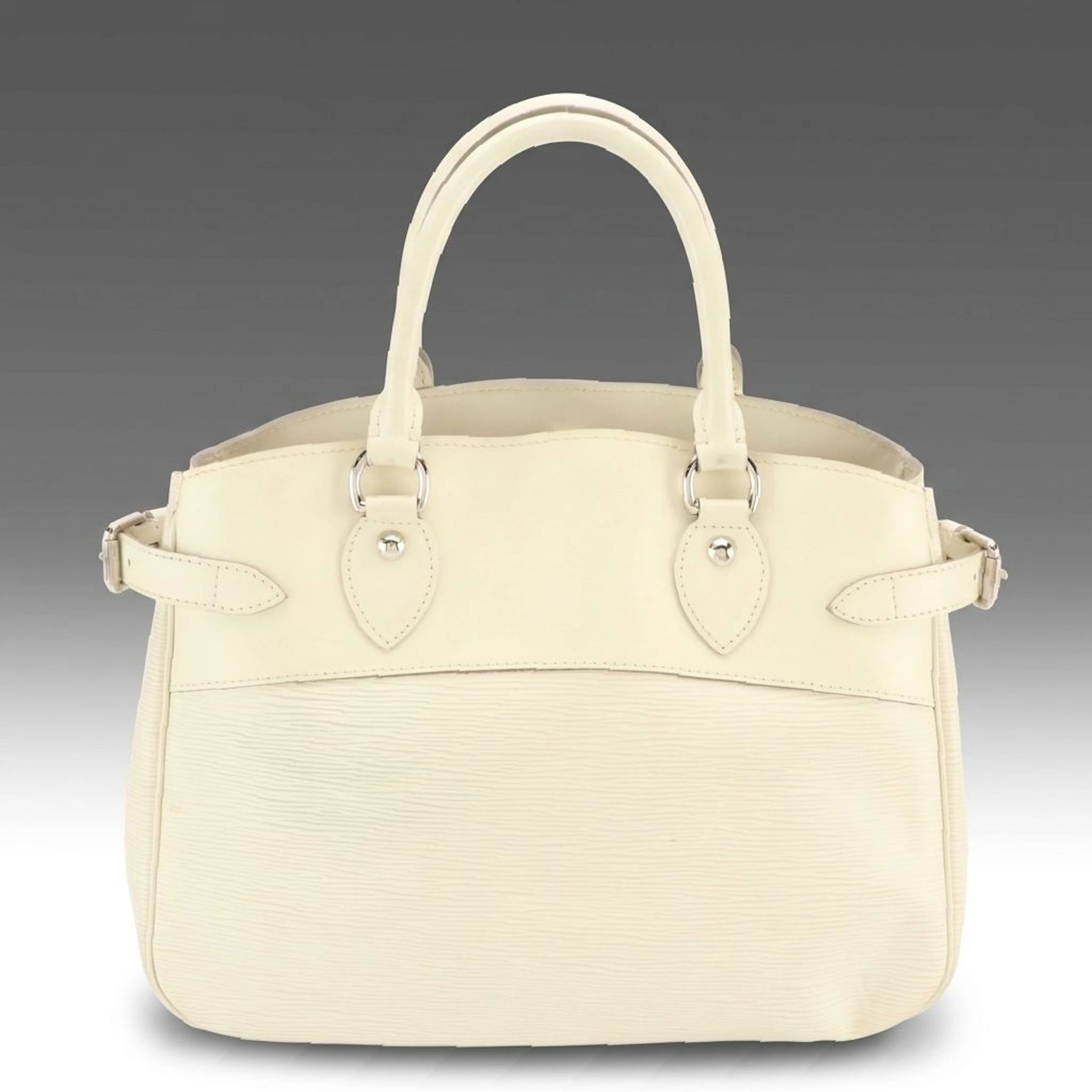 Louis Vuitton Passy PM Handbag in White Epi and Smooth Leather