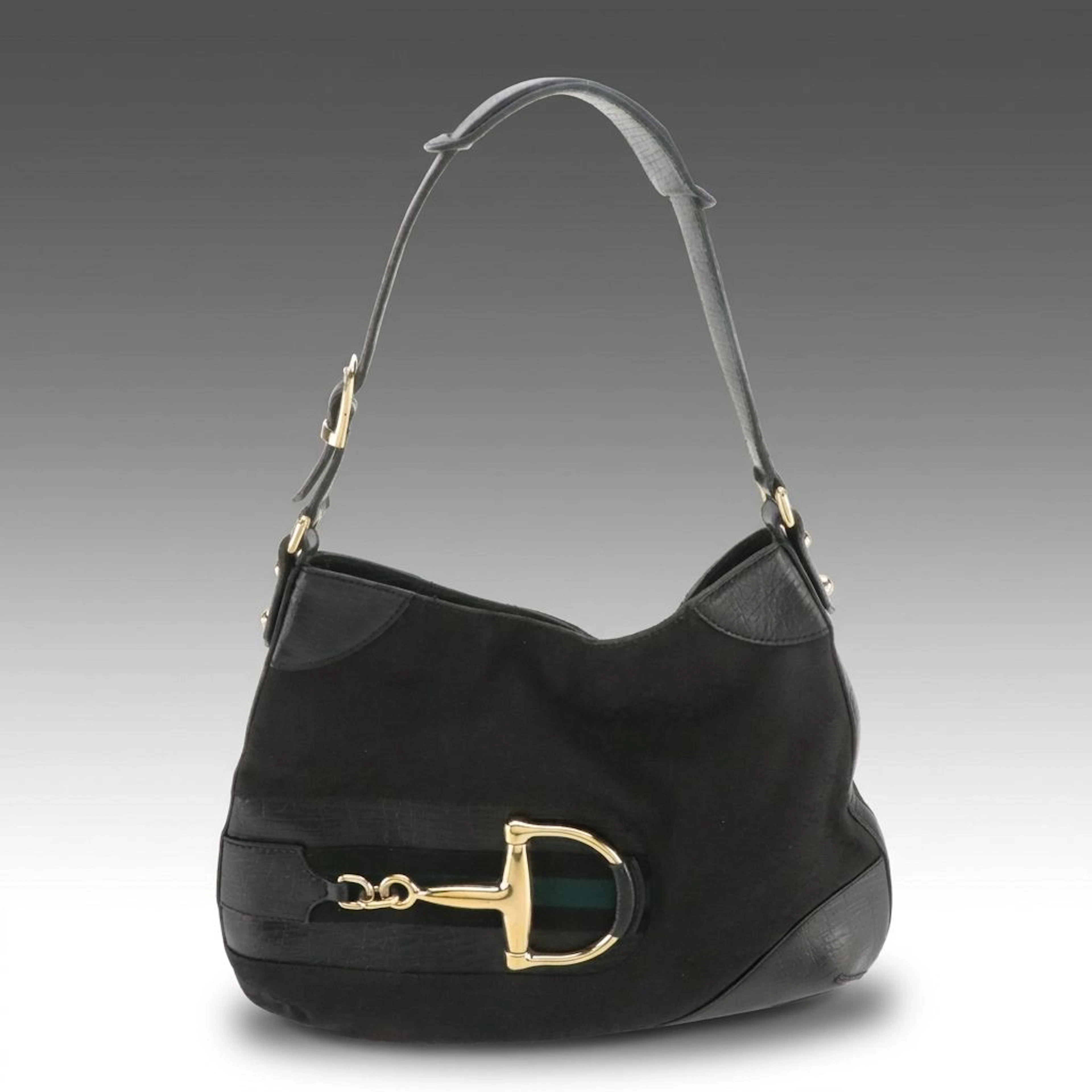 Gucci GG Jacquard Canvas and Leather Horsebit Hasler Hobo Bag