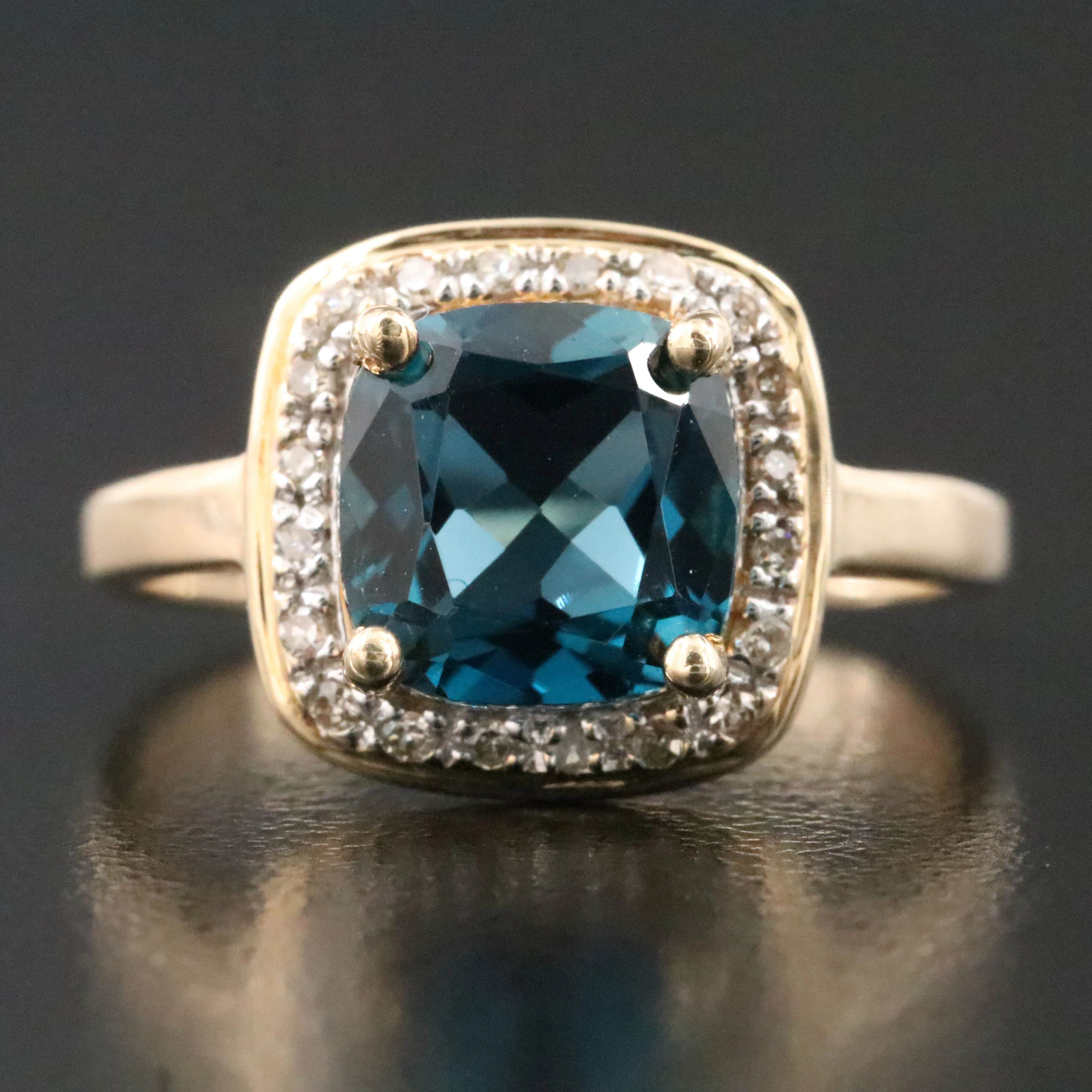 14K London Blue Topaz and Diamond Ring