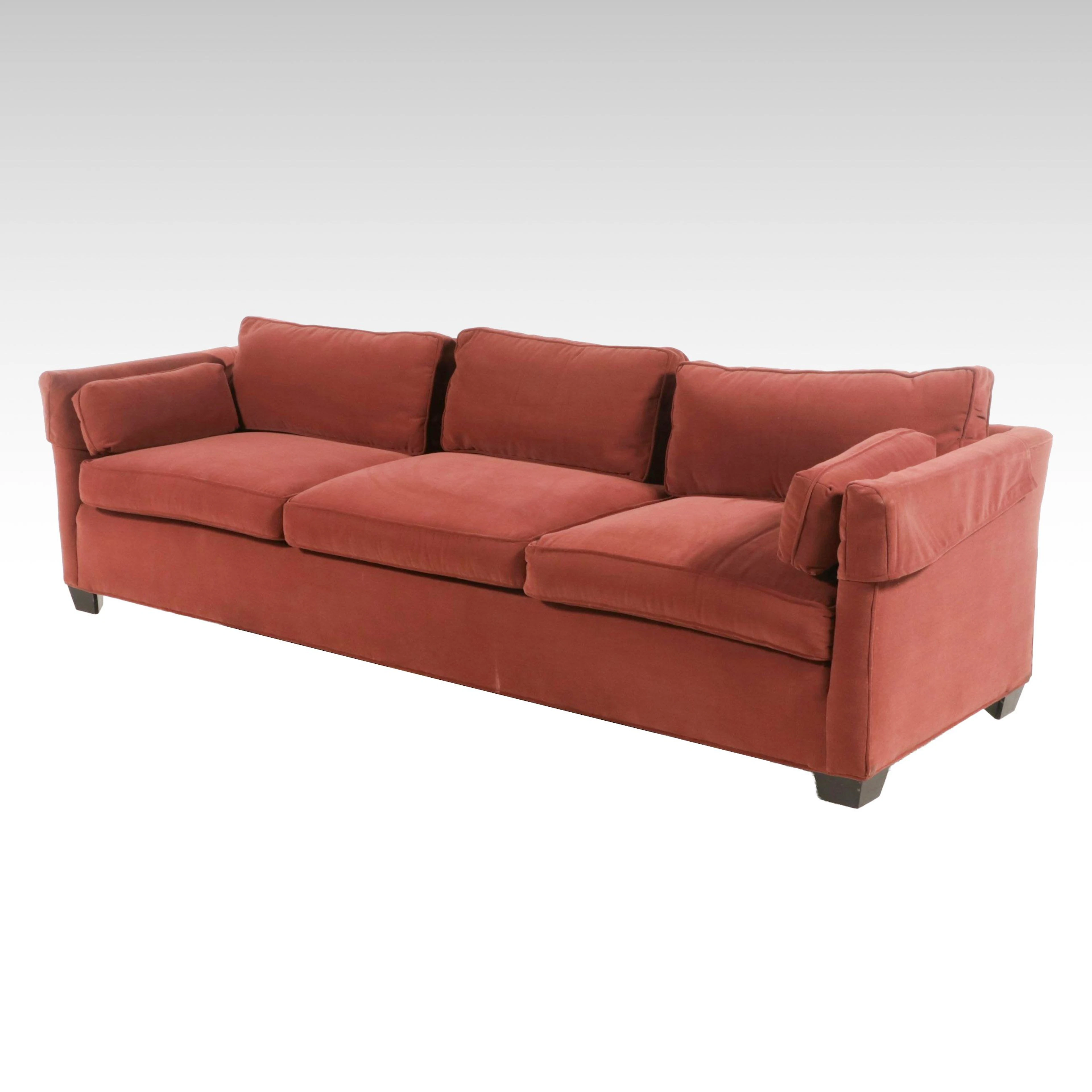 Contemporary Red Upholstered Three-Cushion Sofa