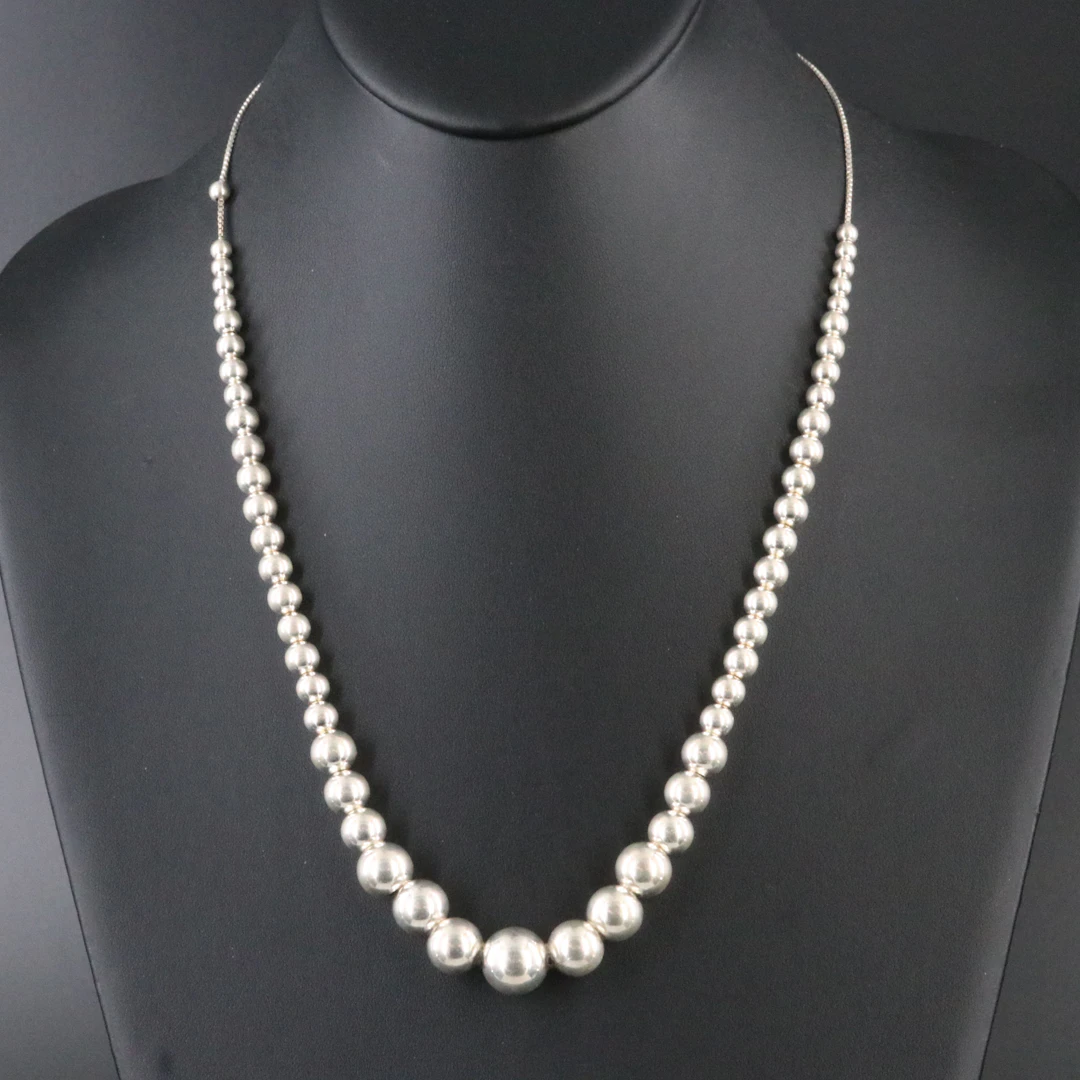 Sterling Graduated Bead Necklace