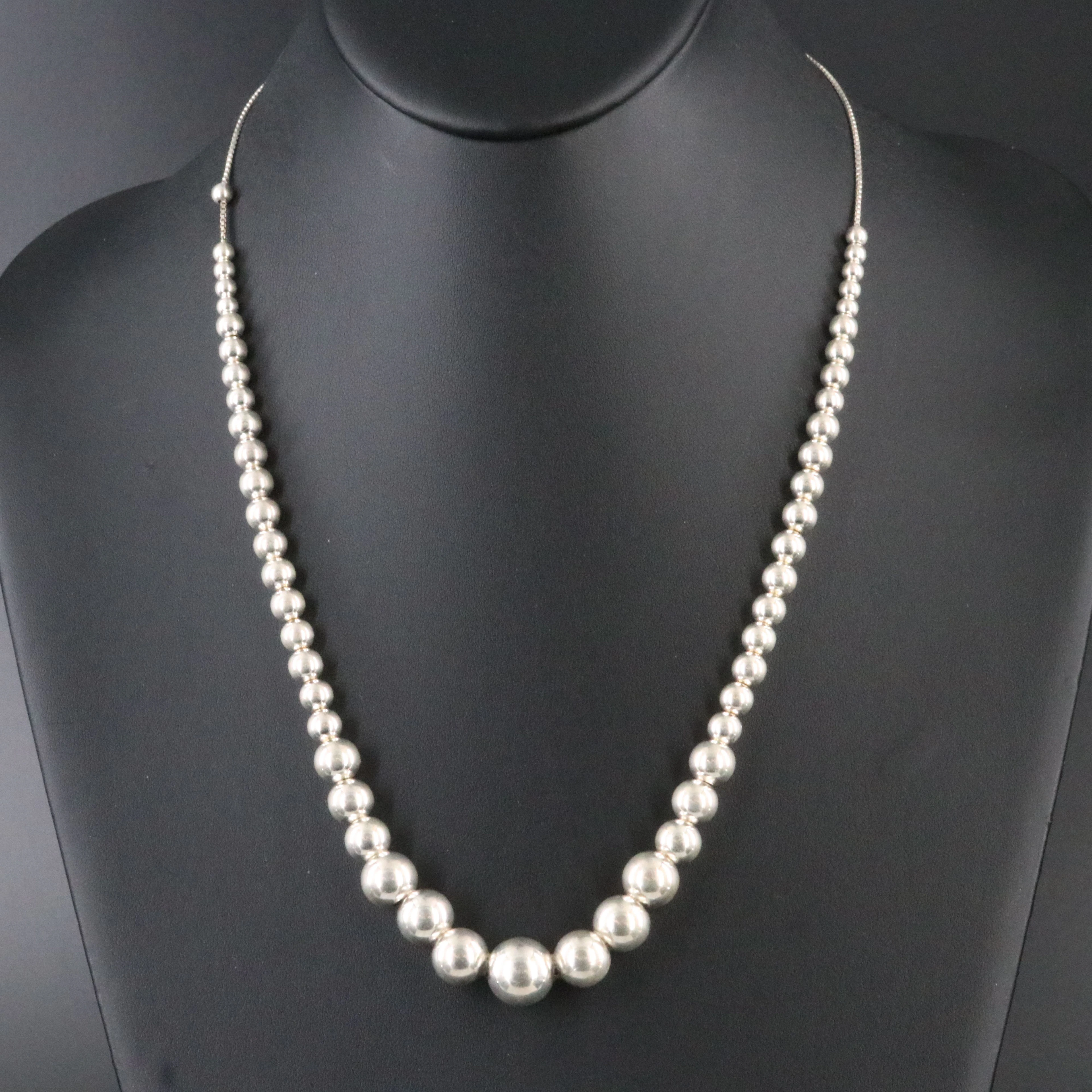 Sterling Graduated Bead Necklace