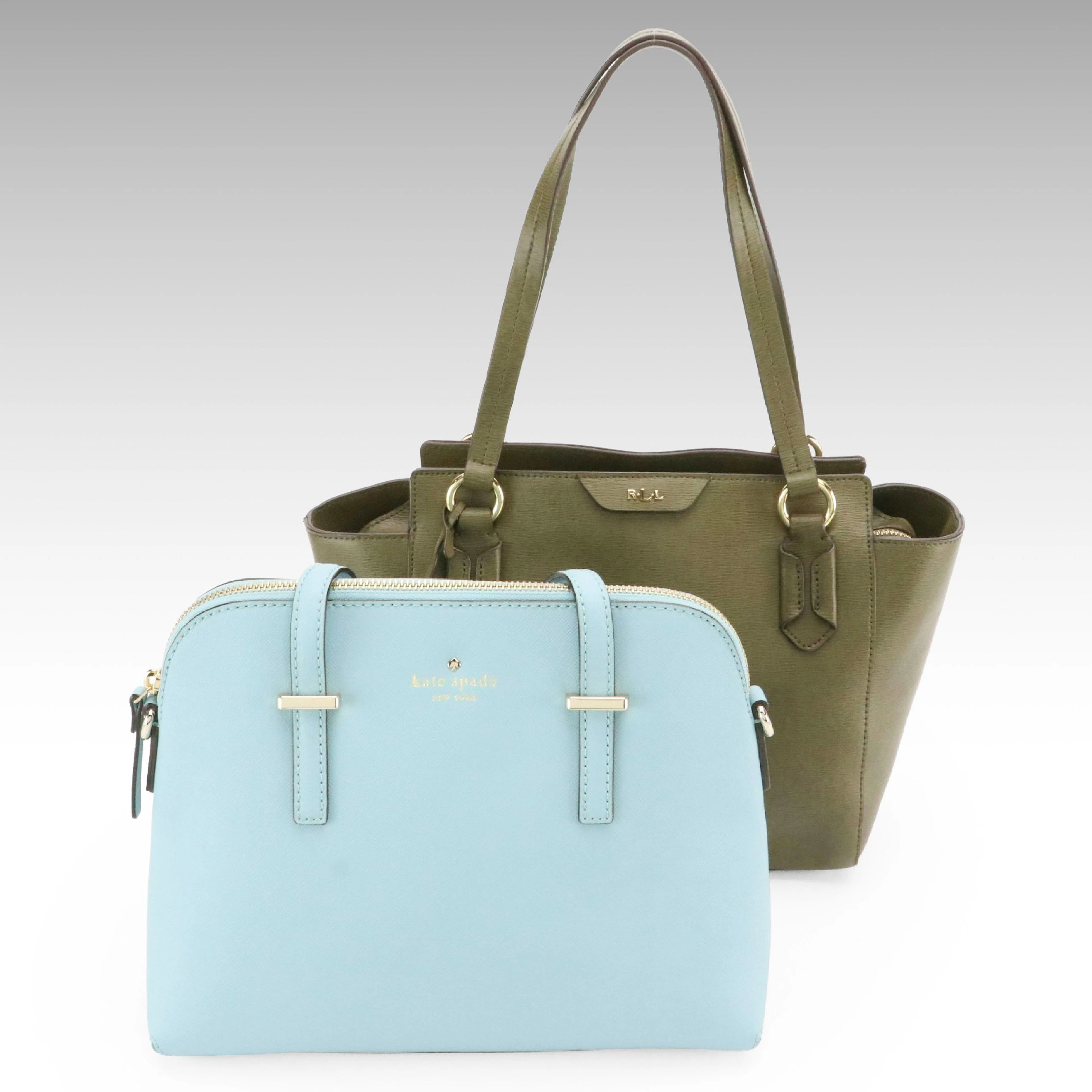 Kate Spade Domed Two-Way Satchel Bag in Baby Blue Leather, Ralph Lauren