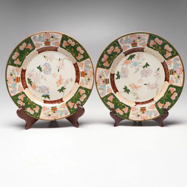 Old Hall Earthenwareware Co. Aesthetic Movement Cabinet Plates, Antique