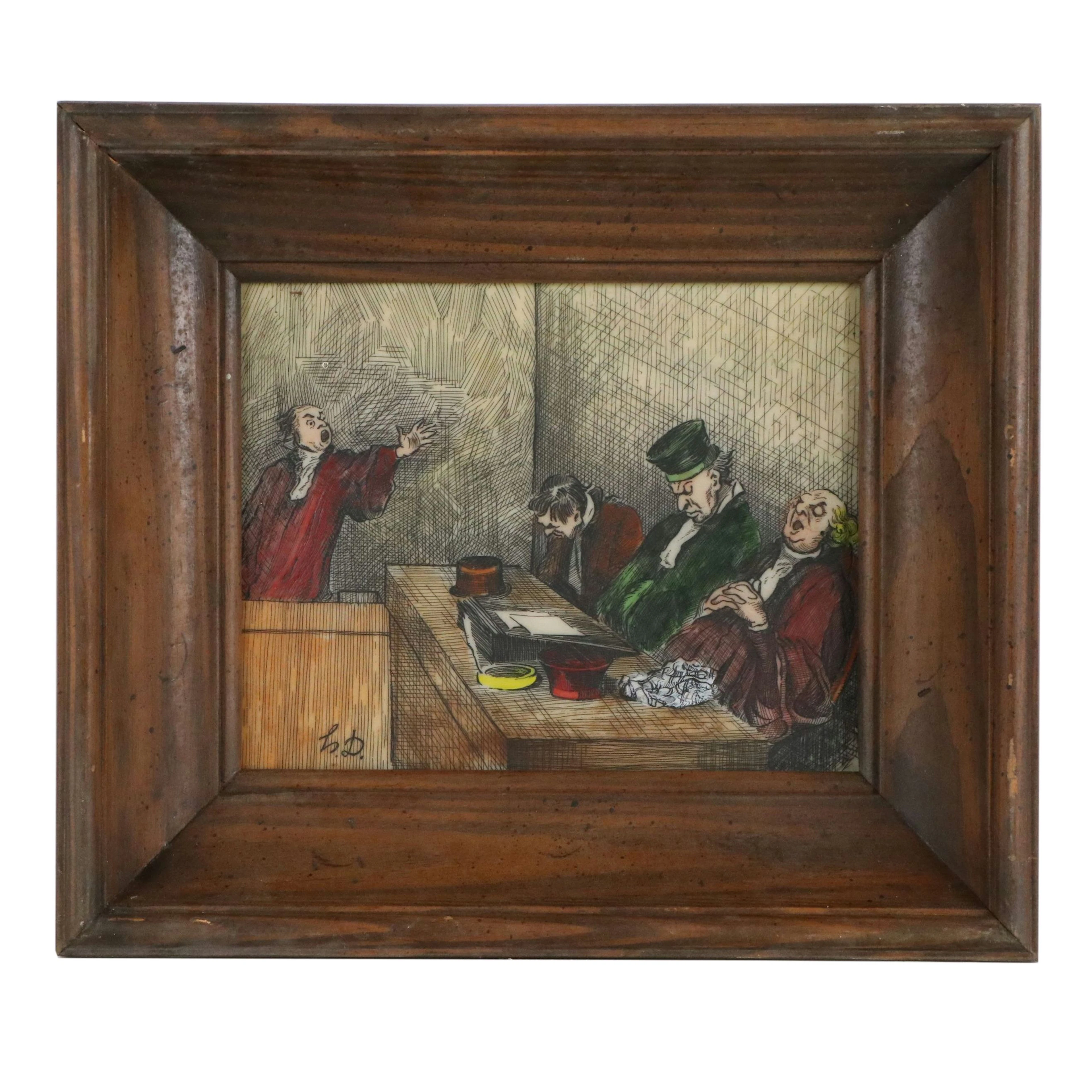After Honoré Daumier Incised Resin Panel "Les Gens de Justice"