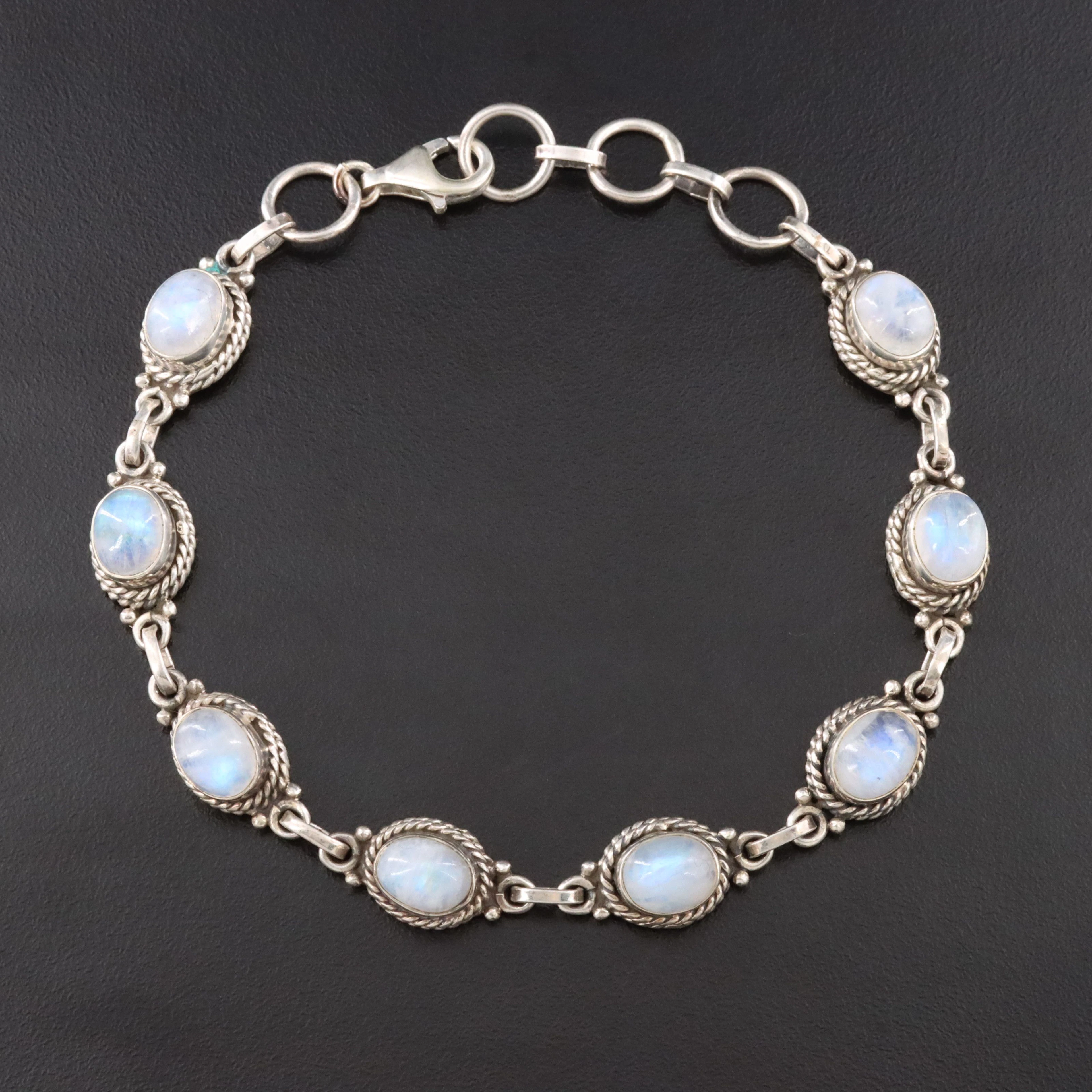 Sterling Rainbow Moonstone Bracelet