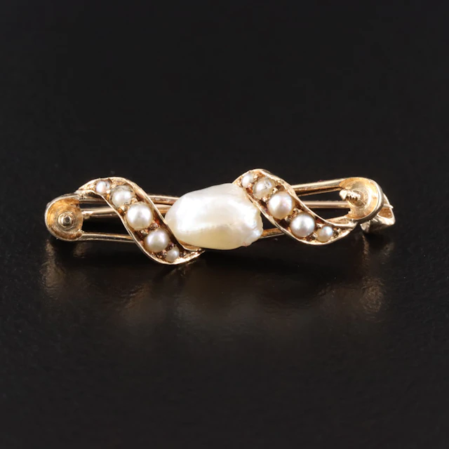 Antique 14K Pearl Pin