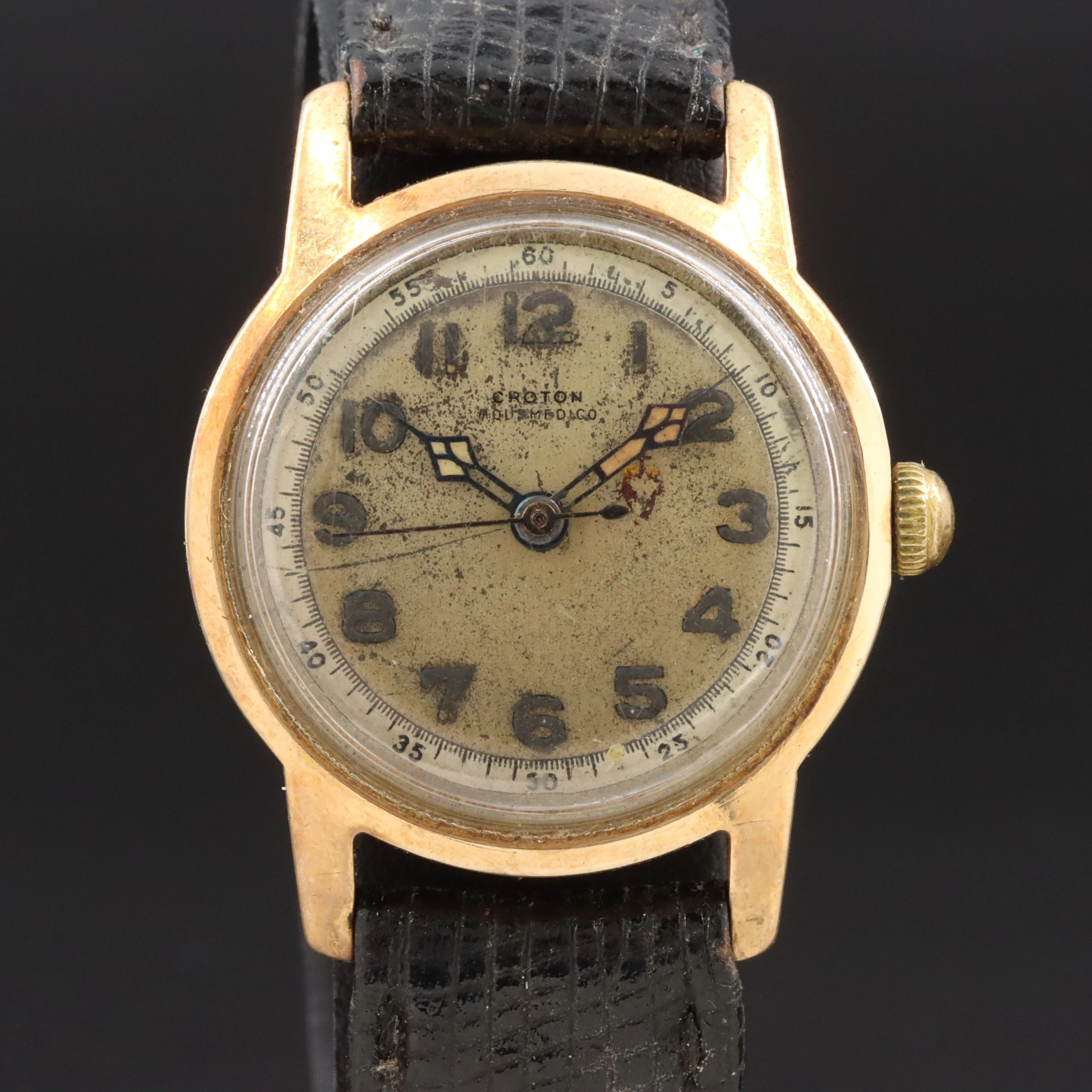 10K Croton Aquamedico Vintage Stem Wind Watch