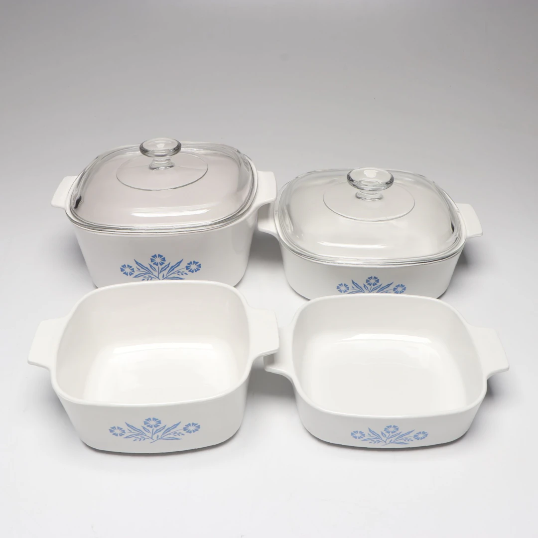 Corning Ware "Cornflower Blue" Casserole Dishes, Mid to Late 20th Century