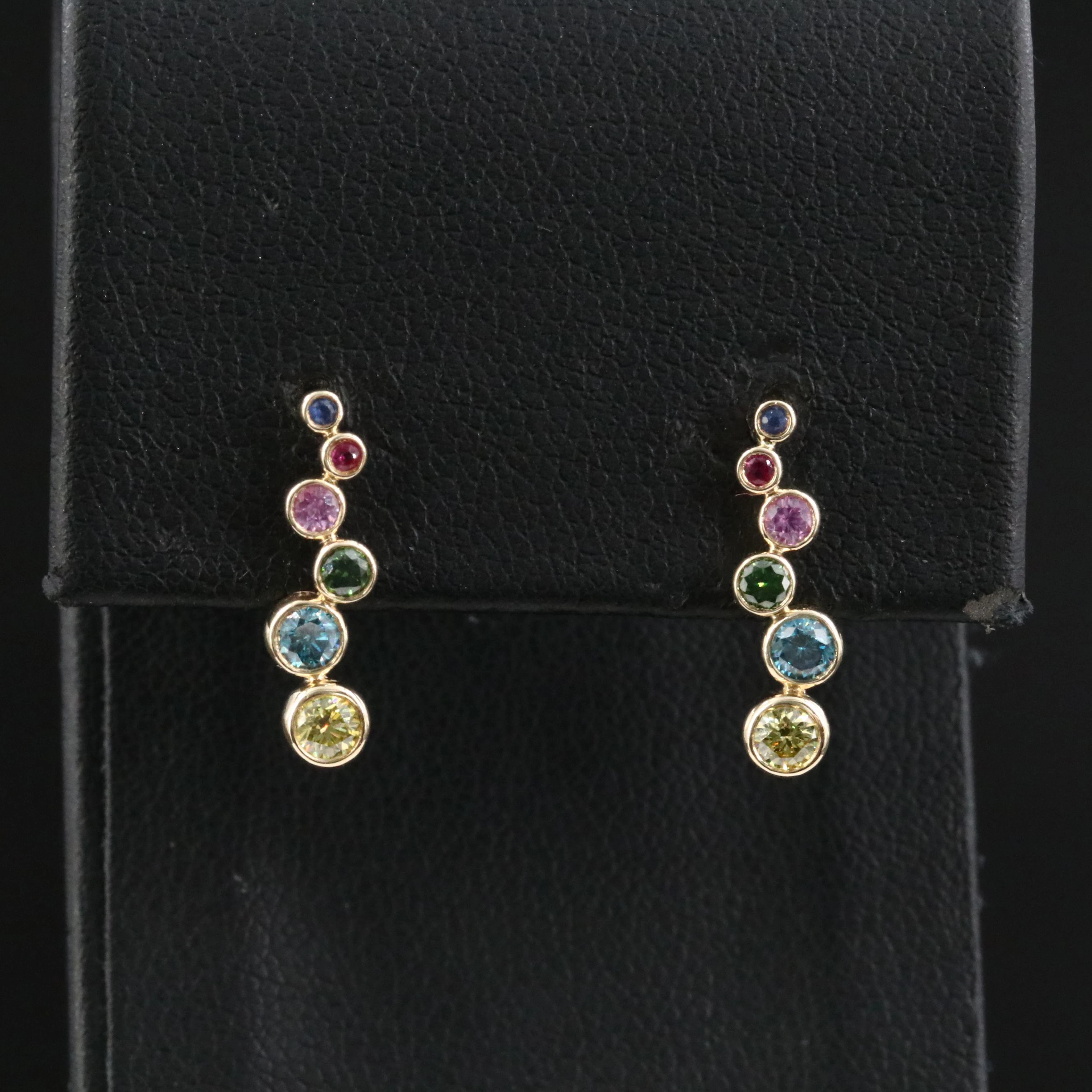 14K Multicolor Sapphire Earrings