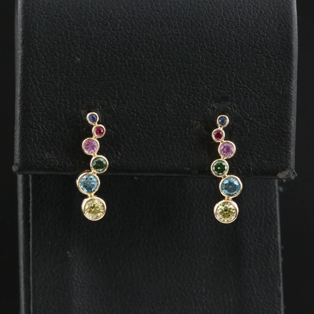 14K Multicolor Sapphire Earrings