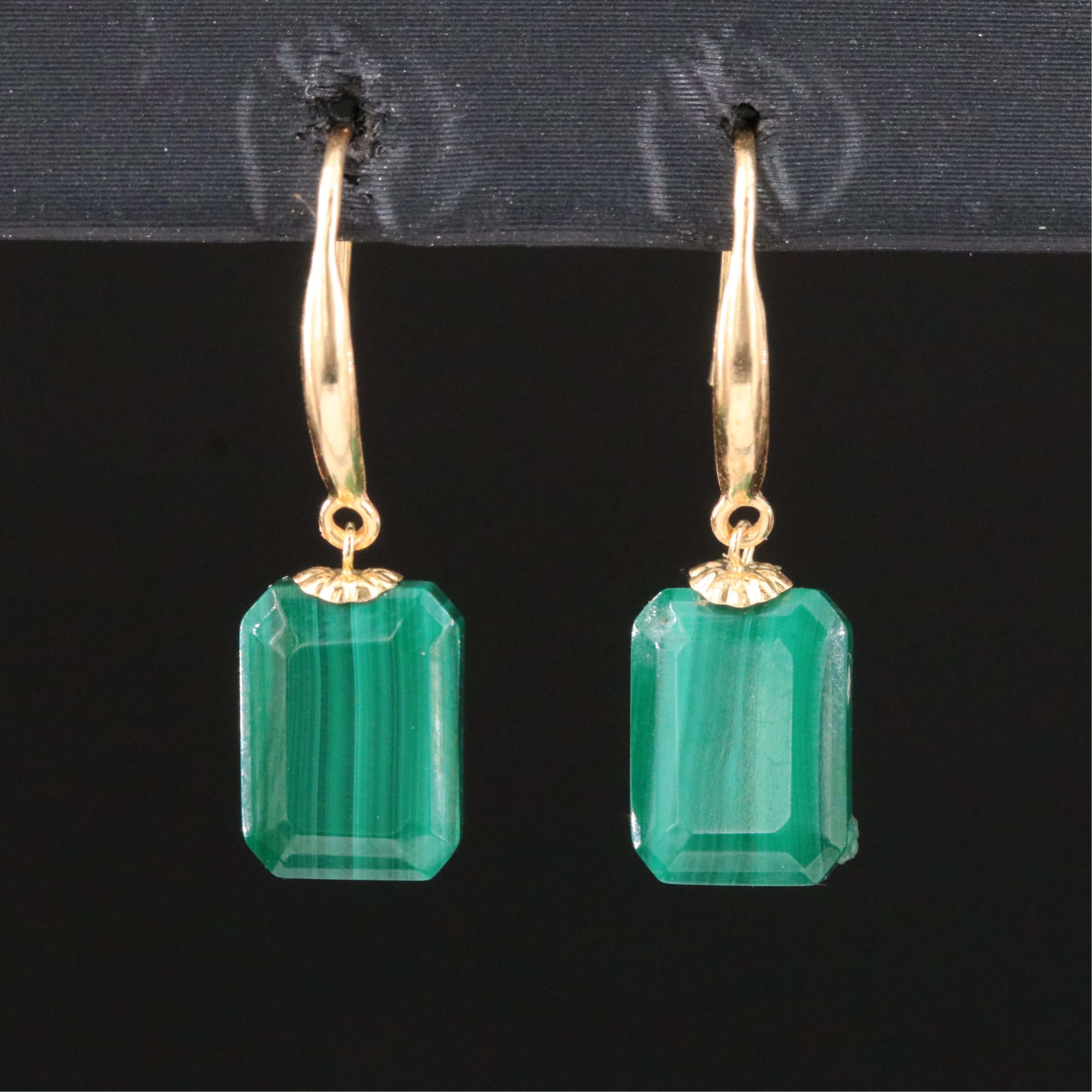 18K Malachite Drop Earrings