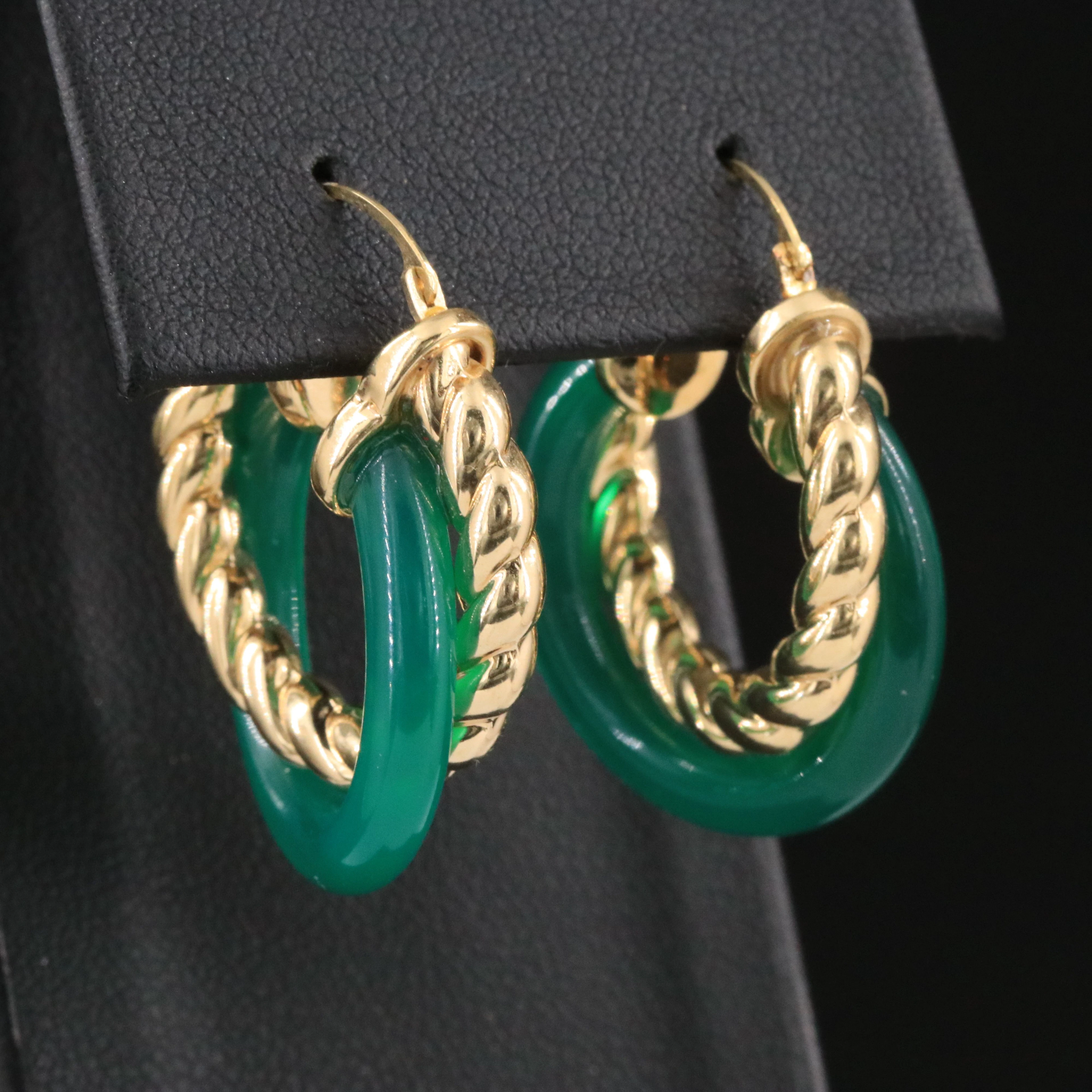 14K Electroformed Chalcedony Hoop Earrings