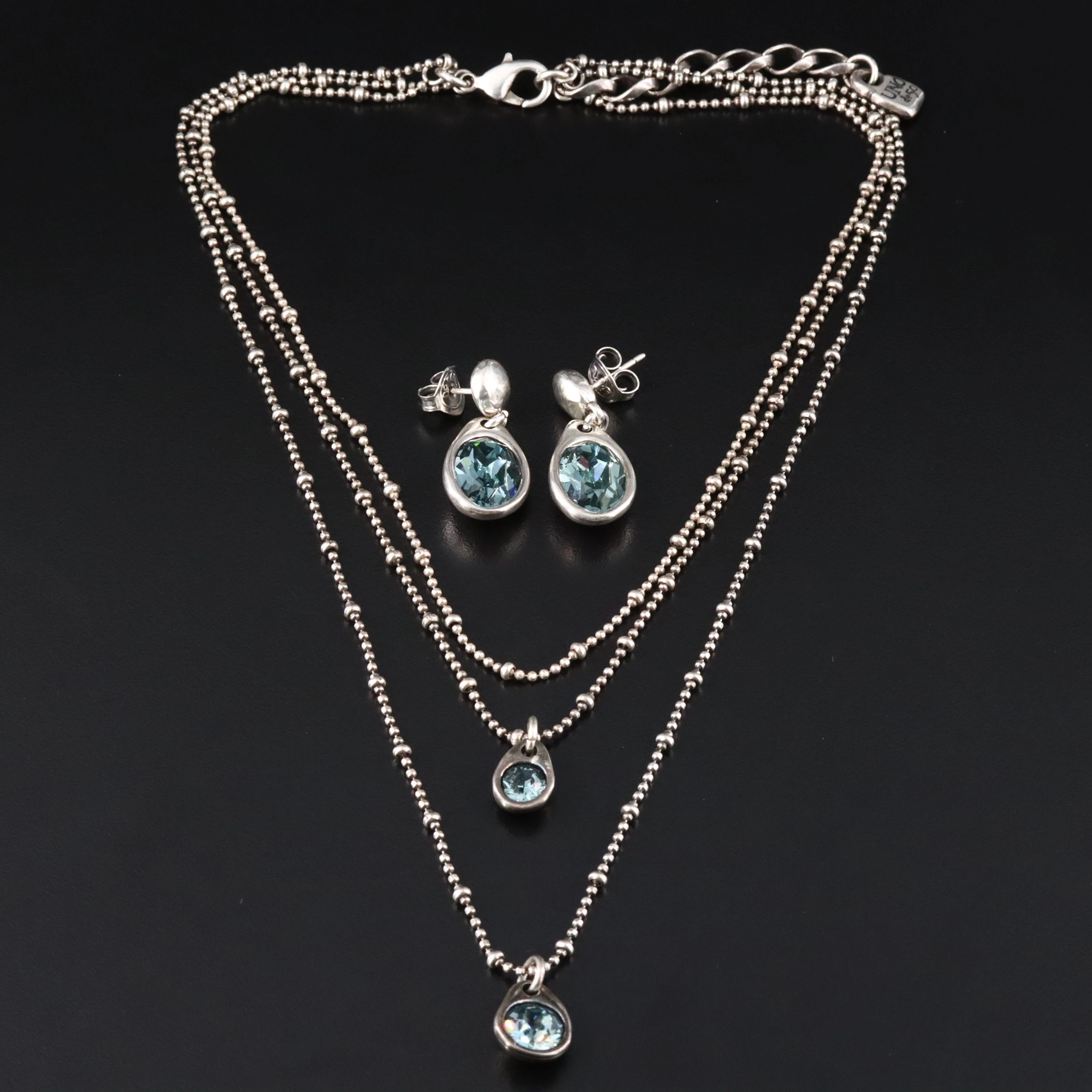 Uno de 50 Bib Necklace and Earring Set with Crystals