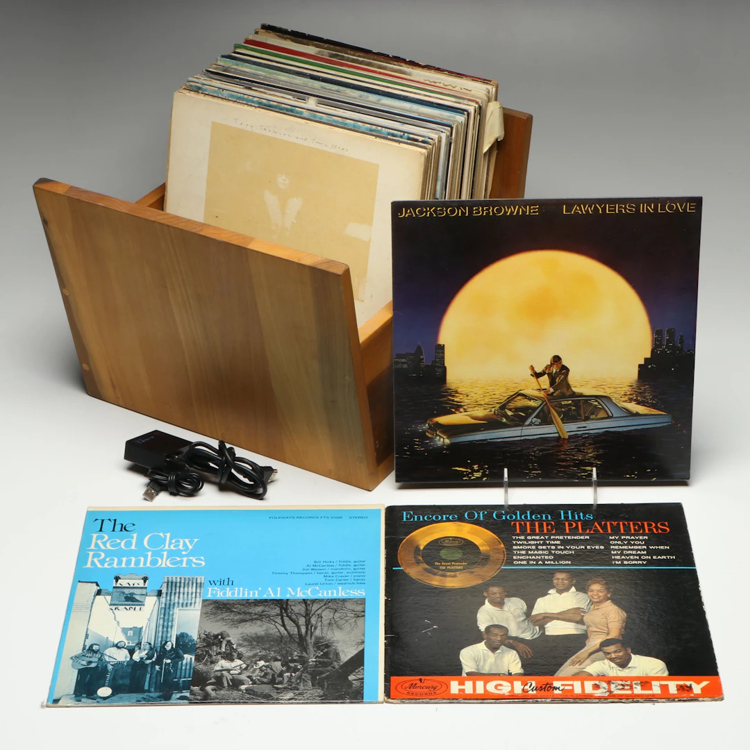 The Red Clay Ramblers, Jackson Browne and More Records with Wooden Rack