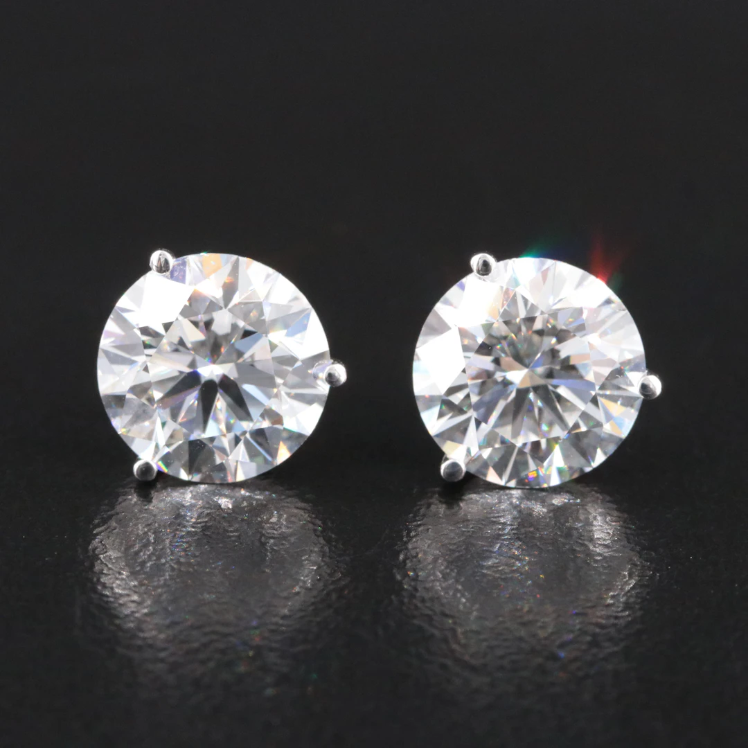 14K 6.20 CTW Lab Grown Diamond Solitaire Earrings with IGI Reports