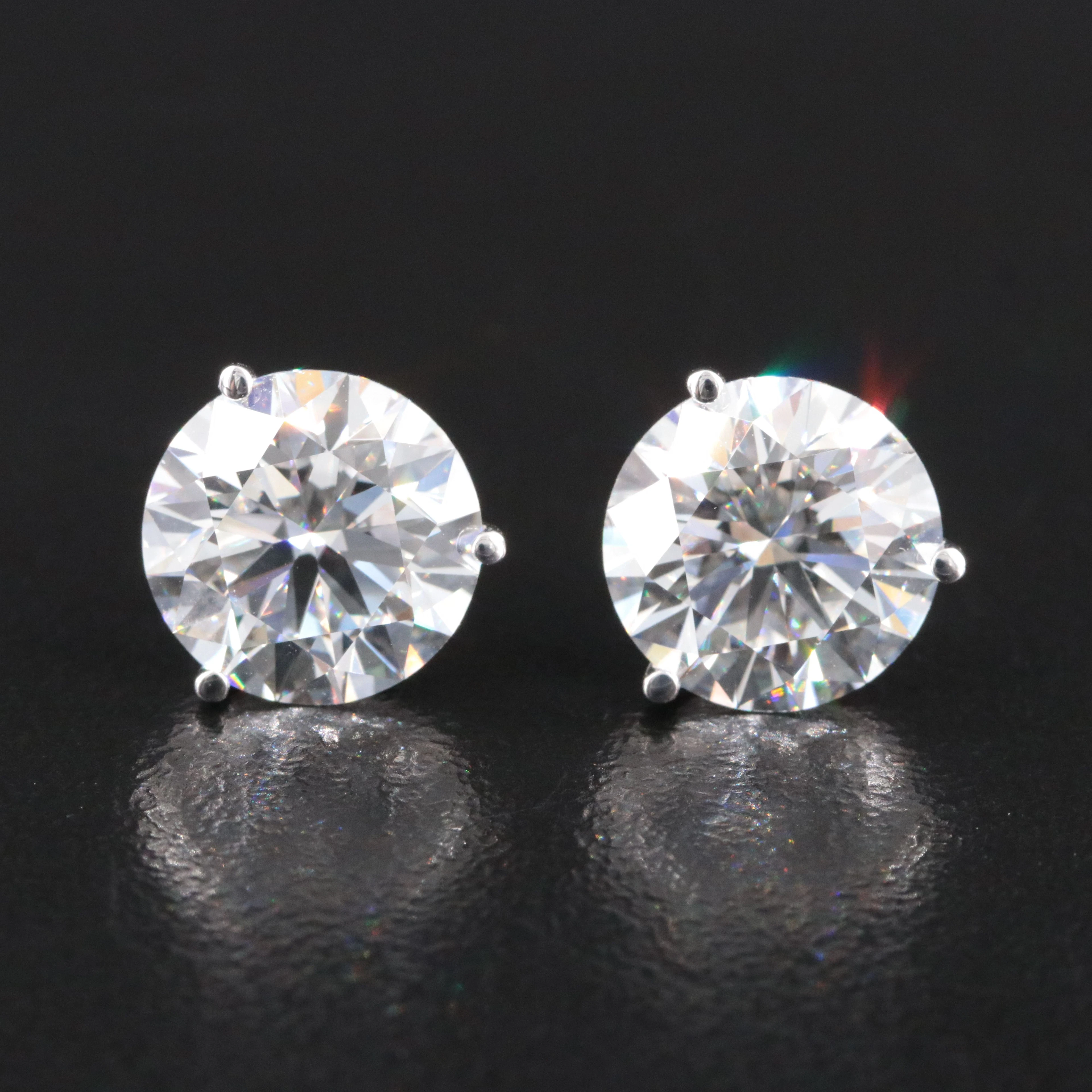 14K 6.20 CTW Lab Grown Diamond Solitaire Earrings with IGI Reports
