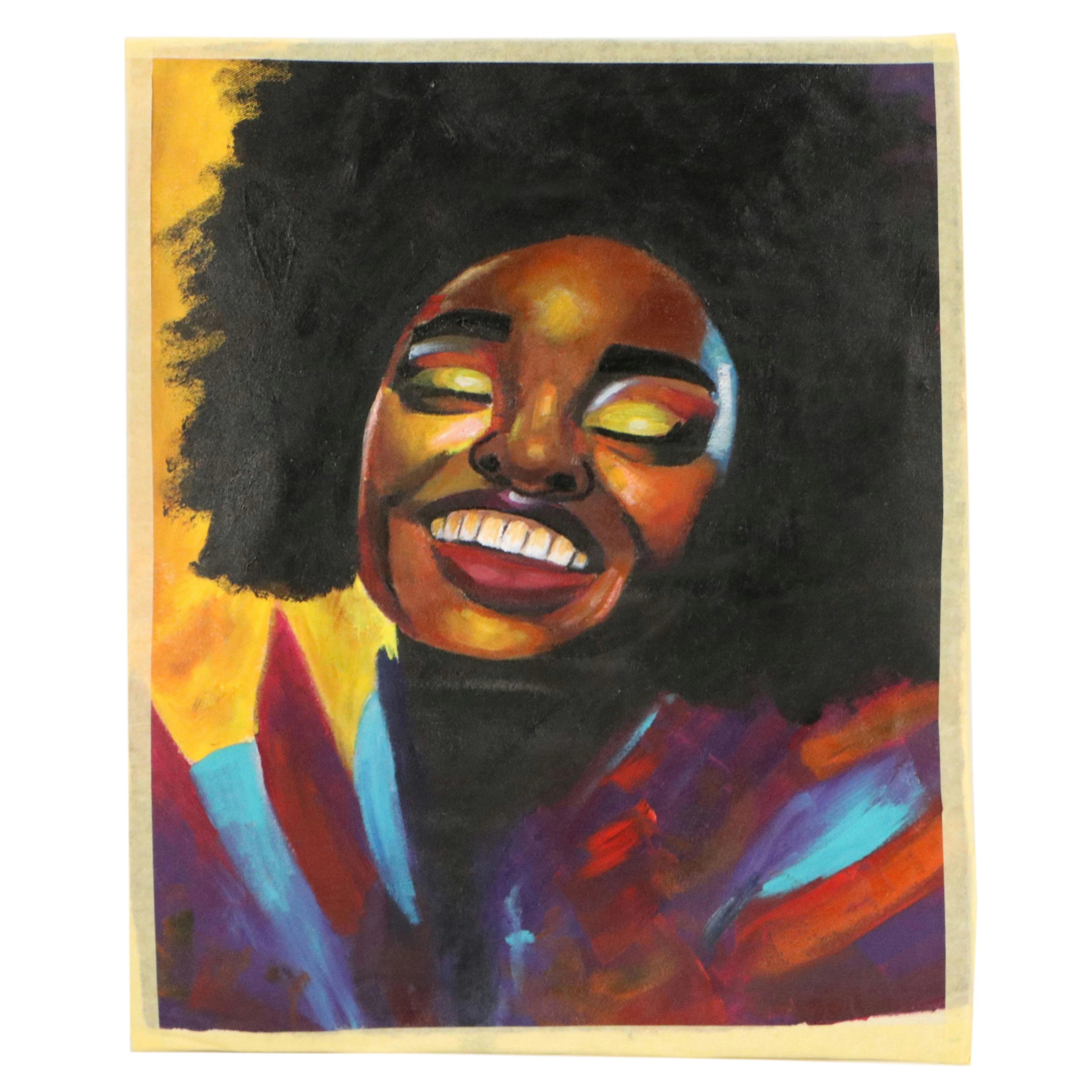 Oluwakemi Omowaire Acrylic Portrait "Lady Joy," 21st Century