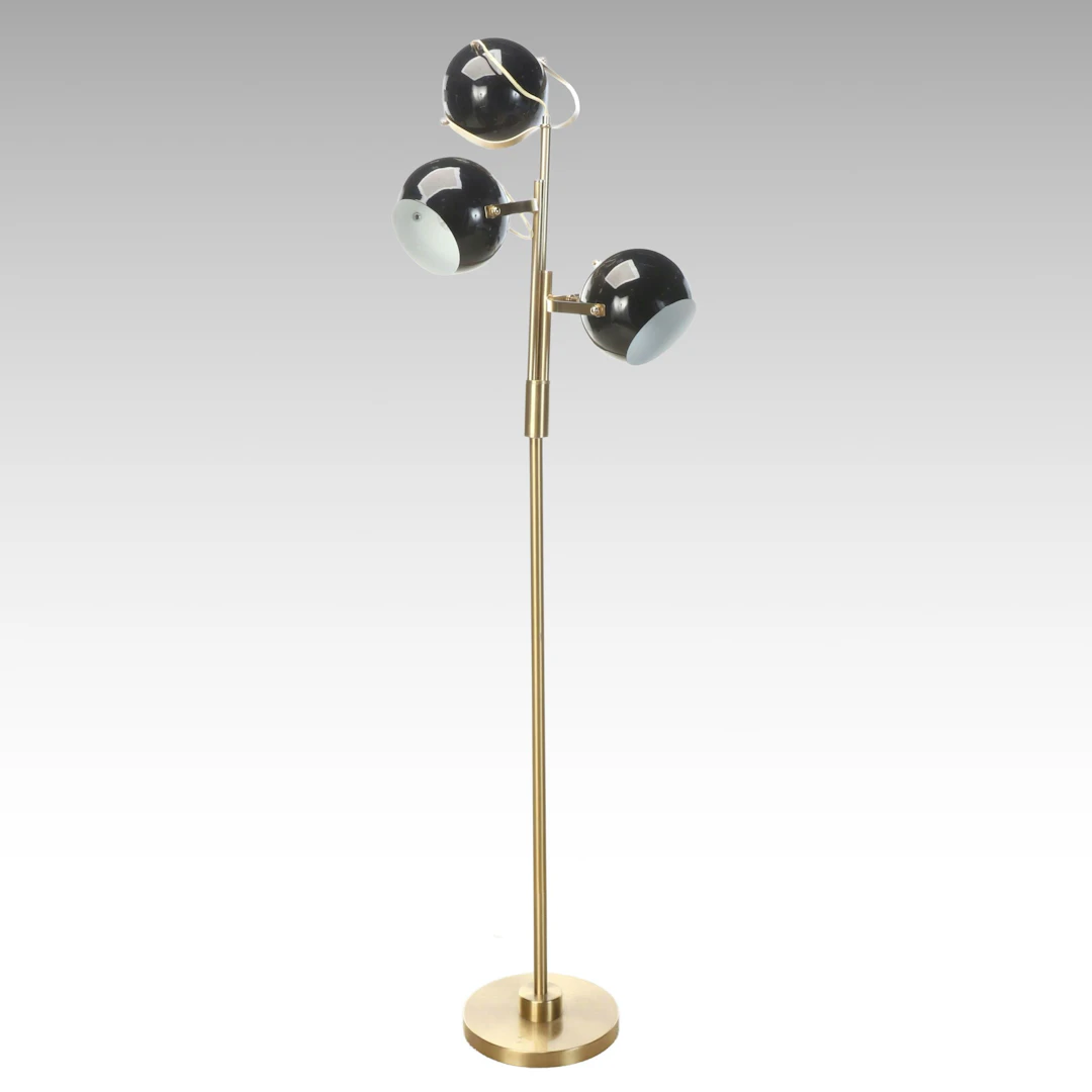 Mid Century Modern Style Black Enamel Eyeball Floor Lamp, 2024