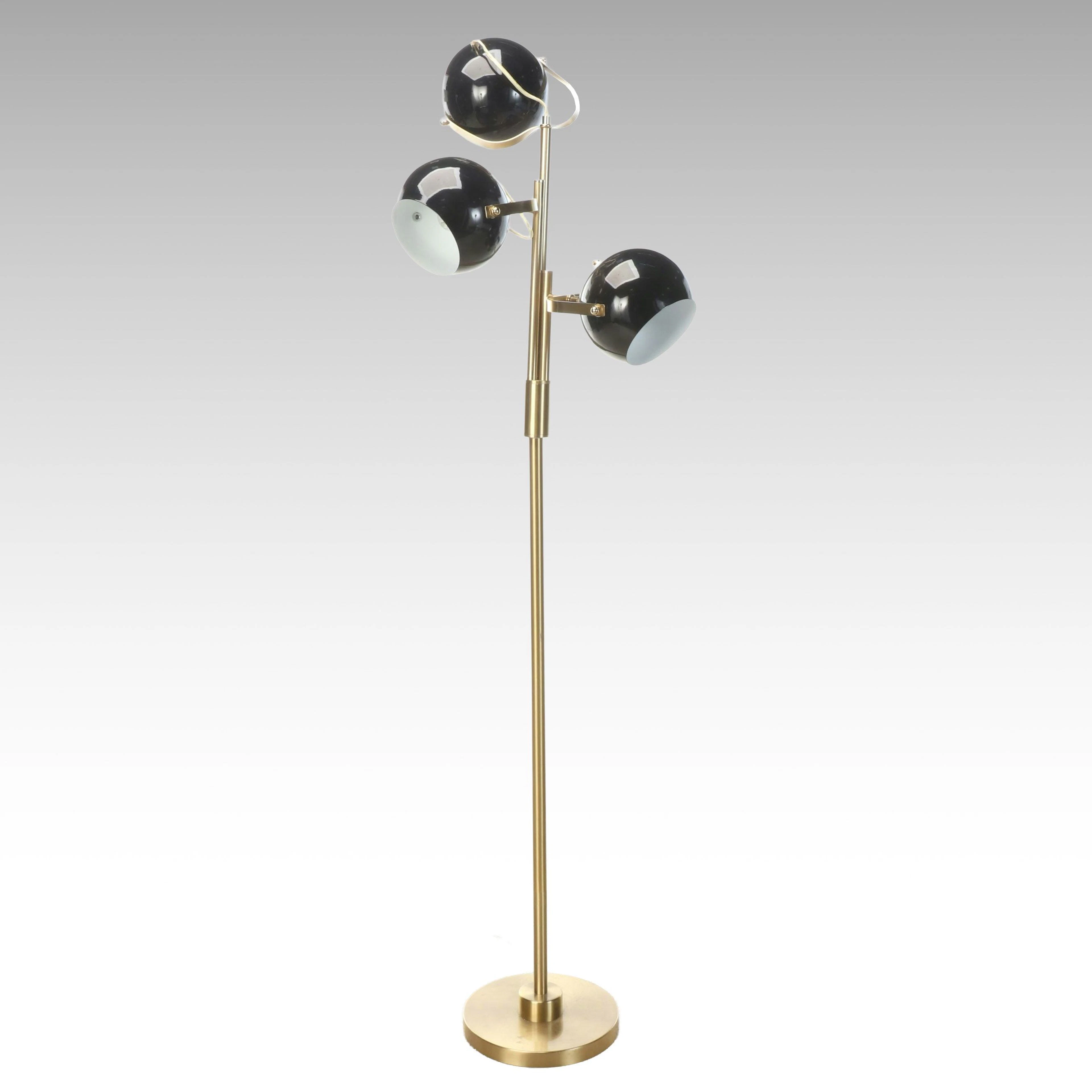 Mid Century Modern Style Black Enamel Eyeball Floor Lamp, 2024