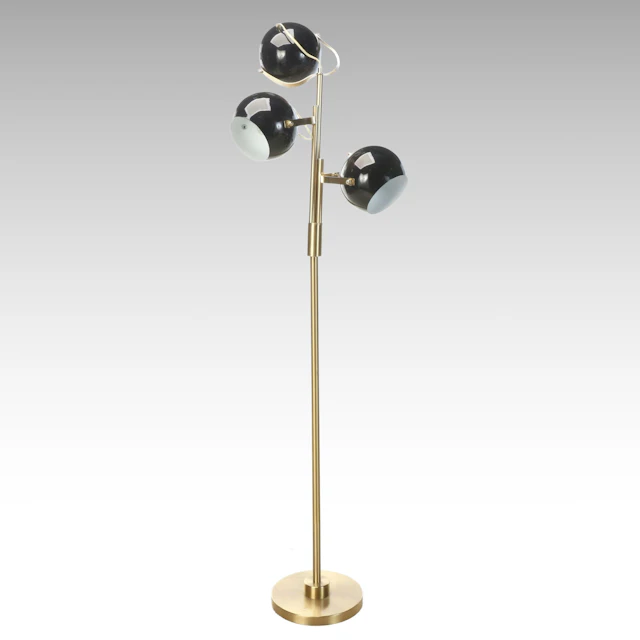 Mid Century Modern Style Black Enamel Eyeball Floor Lamp, 2024