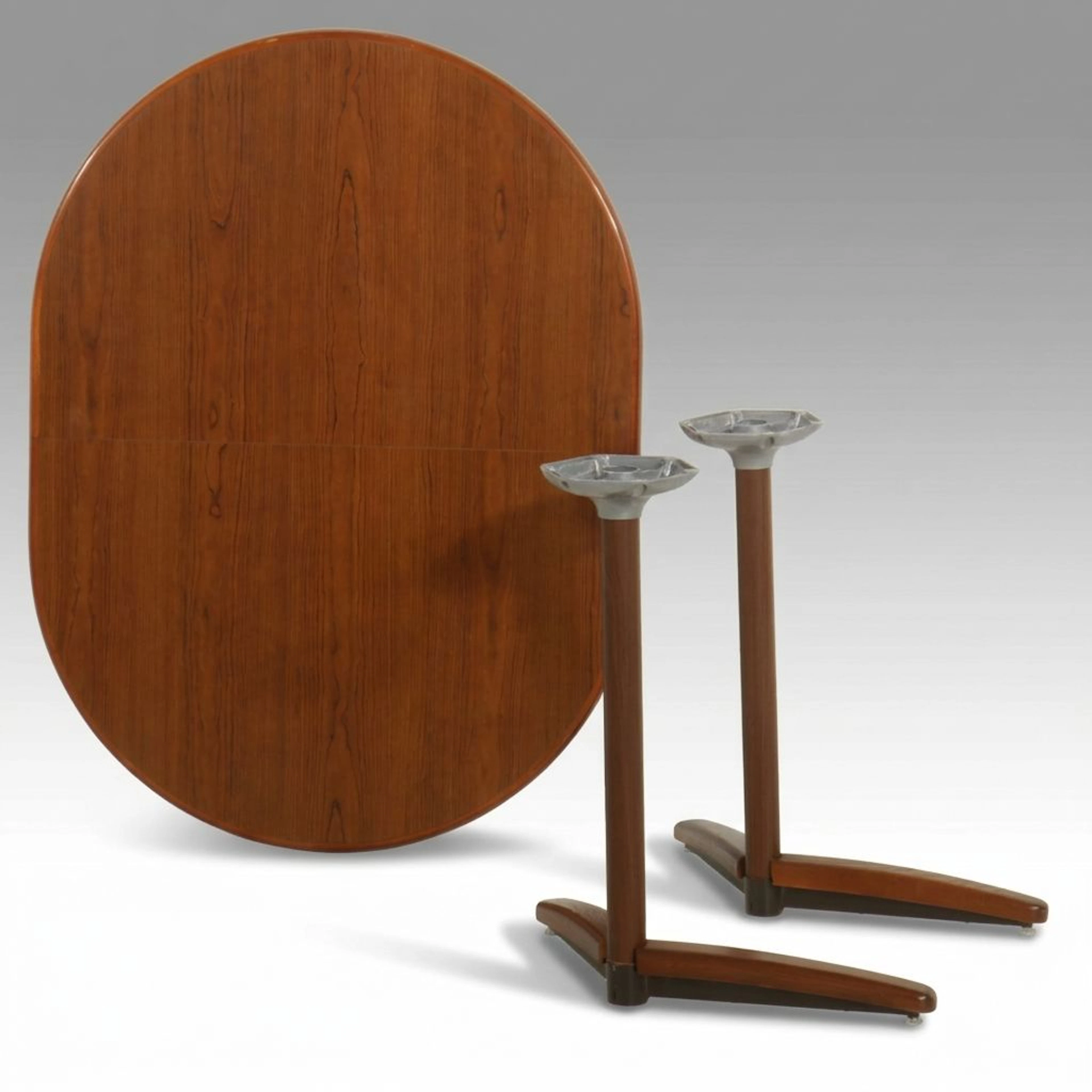 Danish Modern Oval Two Pedestal Dining Table, 21st Century