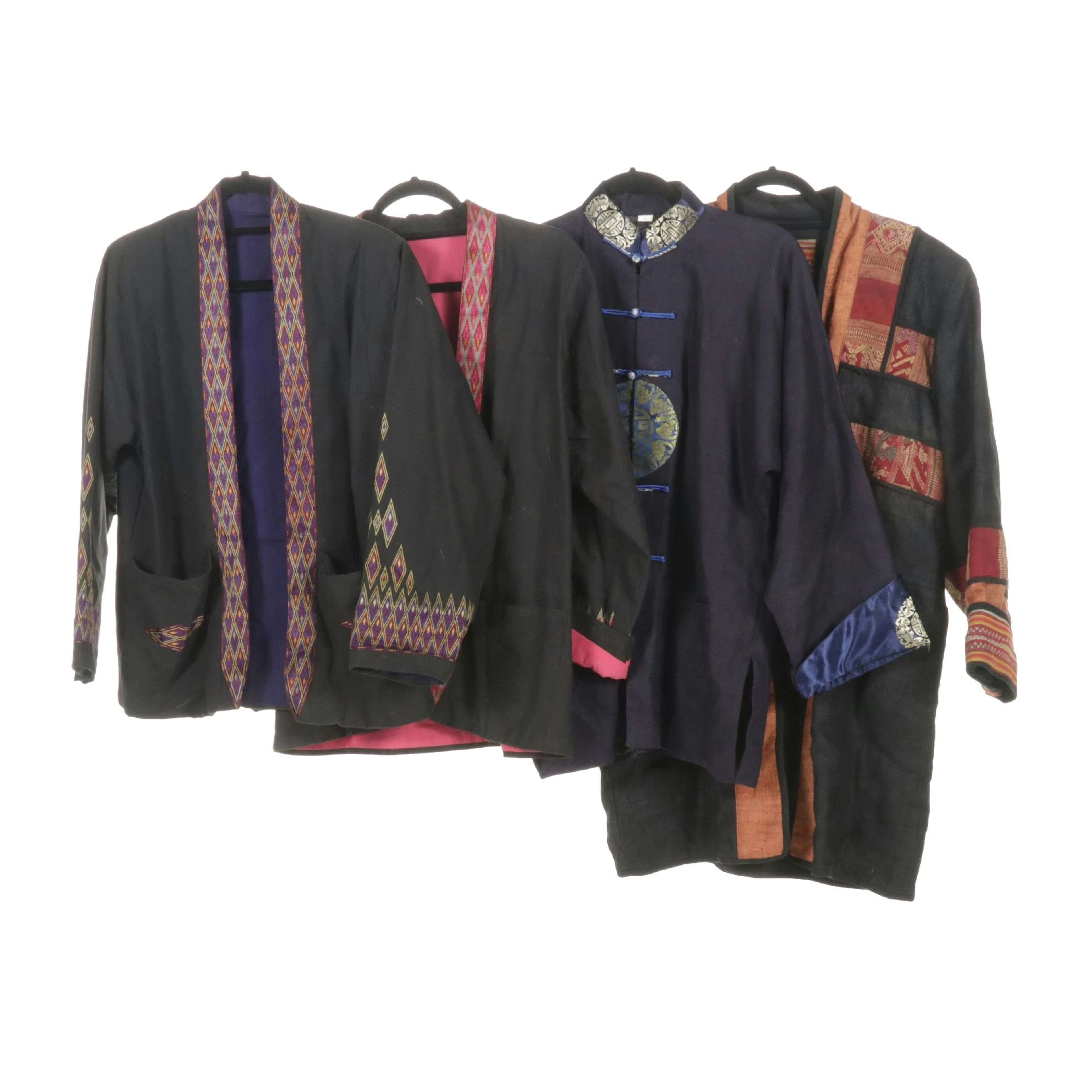 Chinese Medallion Tang Suit Jacket with Contrast Trim Kimono Jackets & More