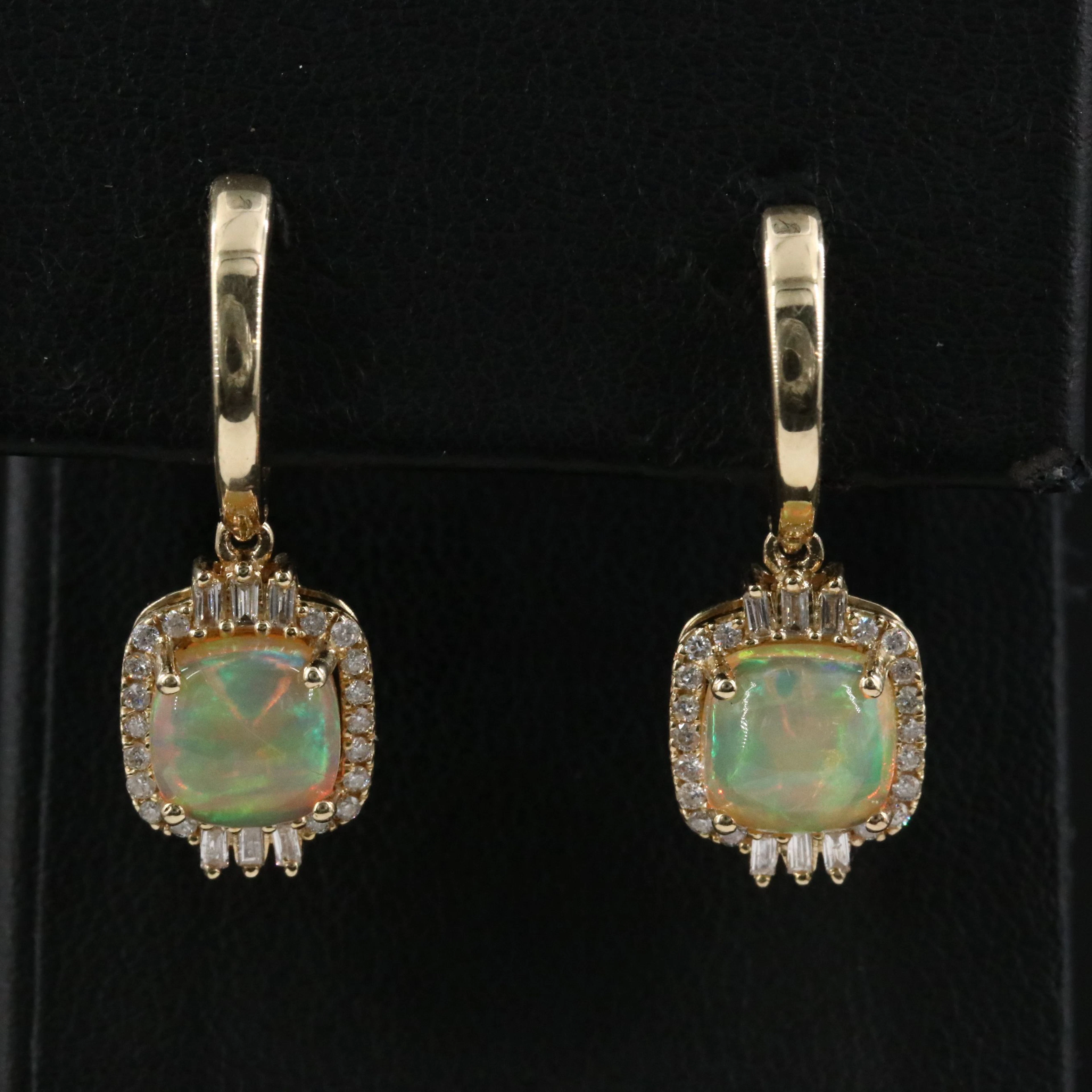 14K Opal and Diamond Drop Earrings