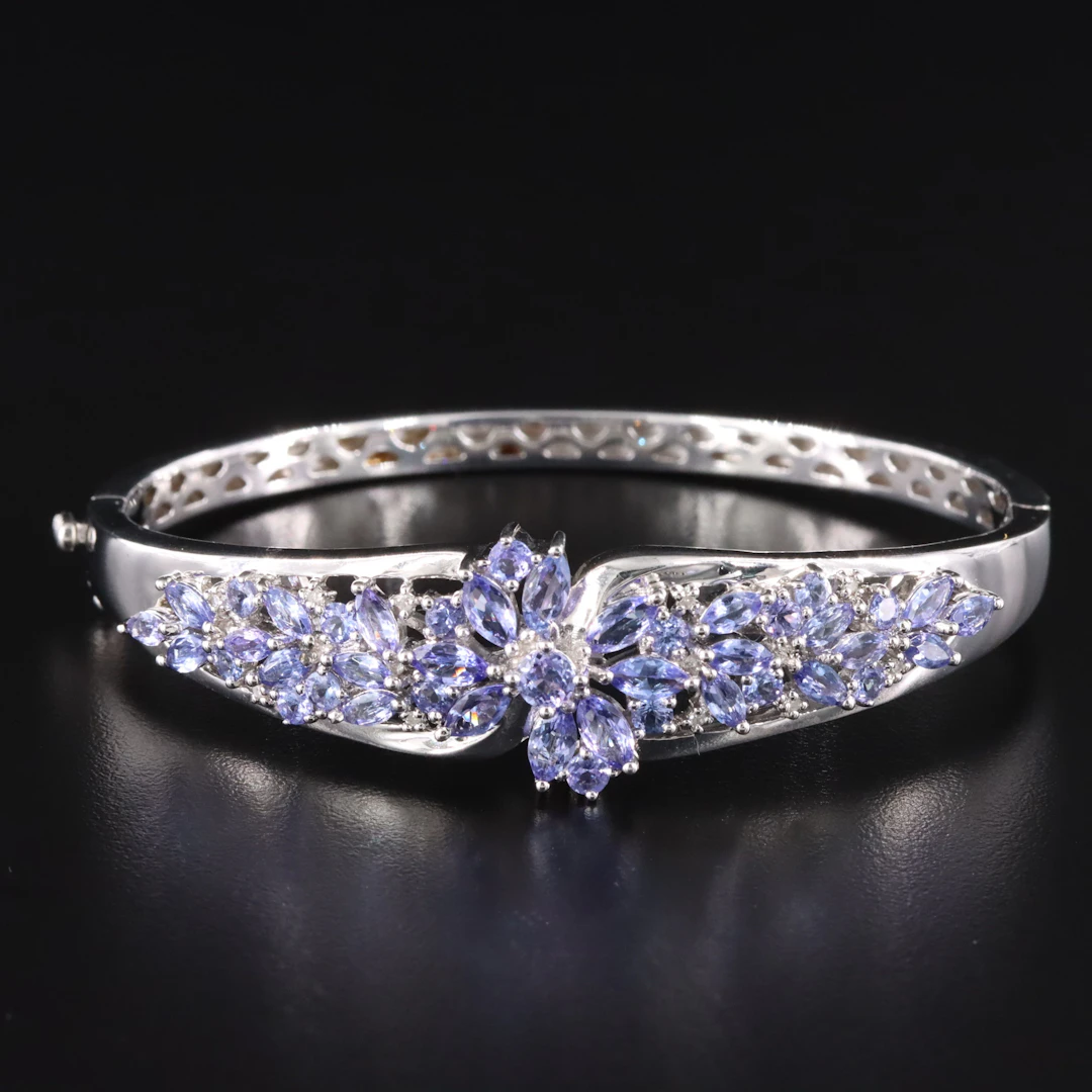 Sterling Tanzanite and Diamond Bracelet