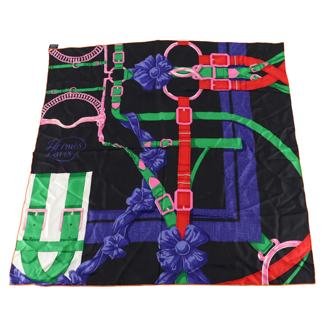 Hermès "Grand Manège" Detail Scarf 90 in Silk Twill