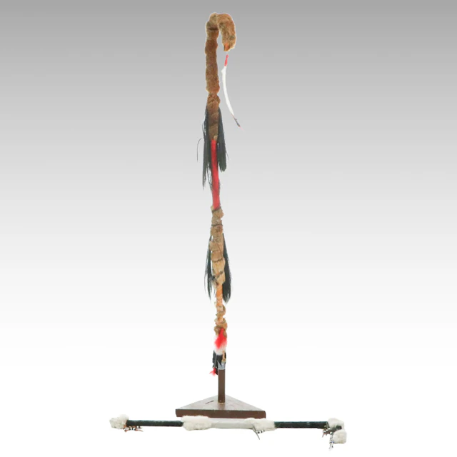 Plains Indigenous Style Handcrafted Coup Stick with Dance Staff