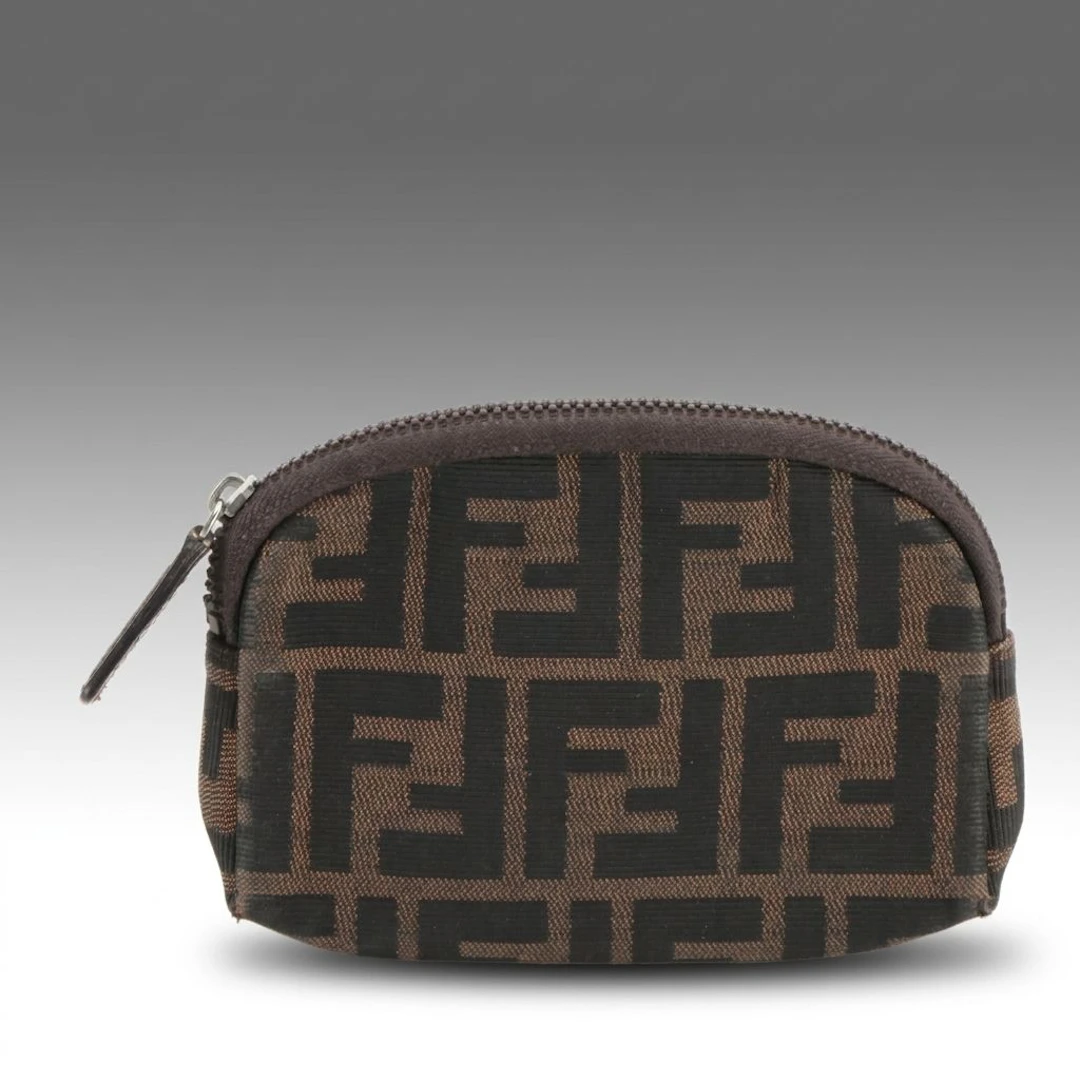 Fendi Small Zip Pouch in Zucca Jacquard Canvas