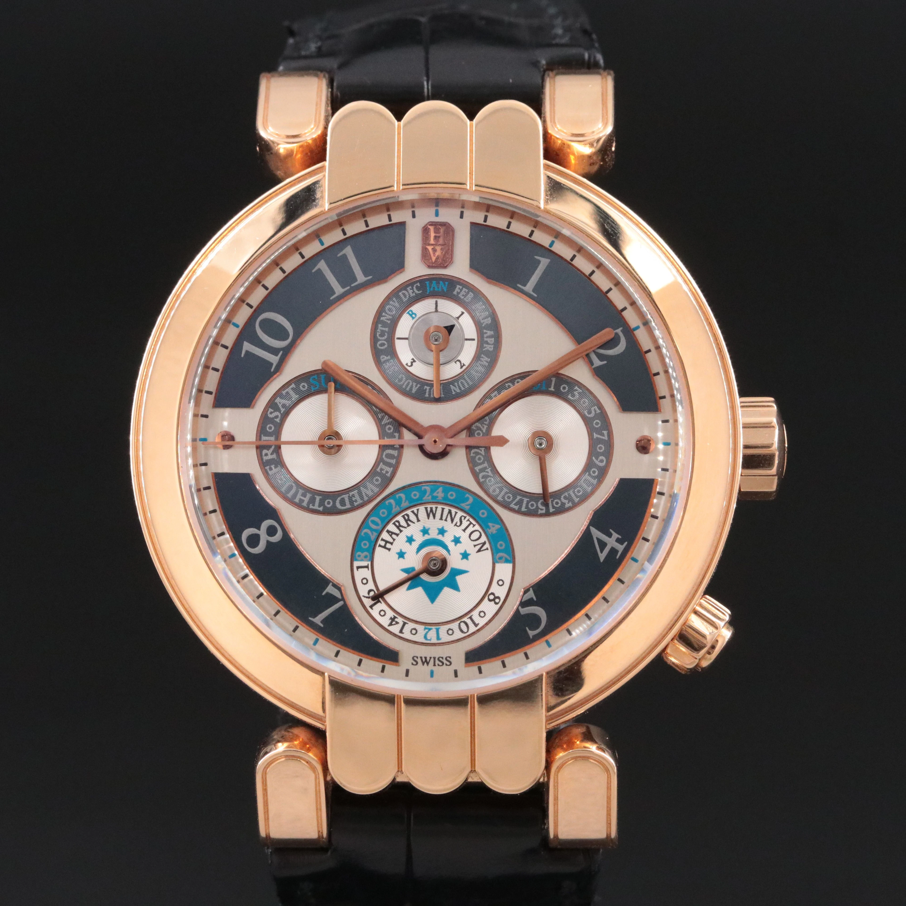 Harry Winston 18K Premier Perpetual Calendar Dual Time Zone Watch 200MAWPC38