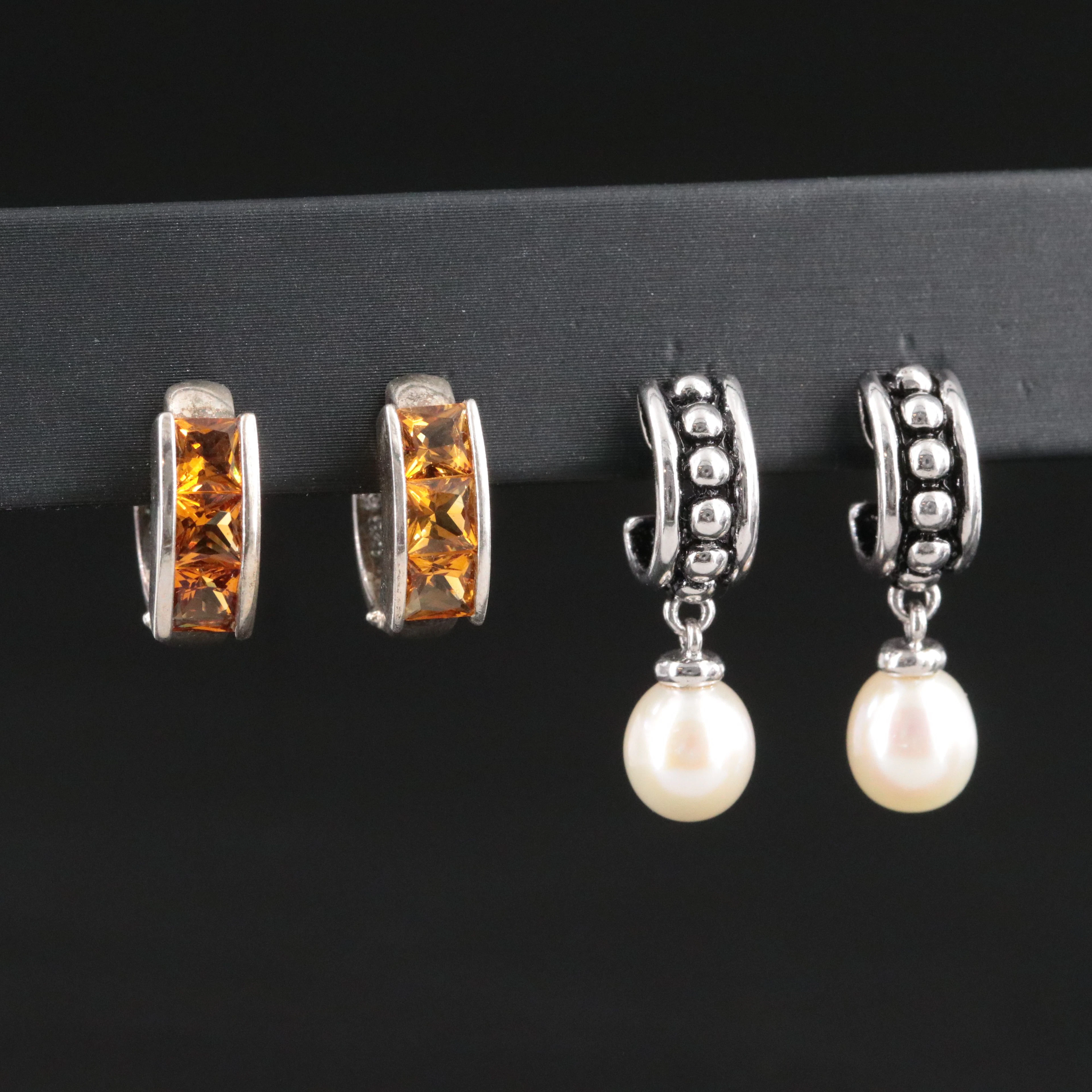 Honora Pearl and Citrine Featured in Sterling Earrings