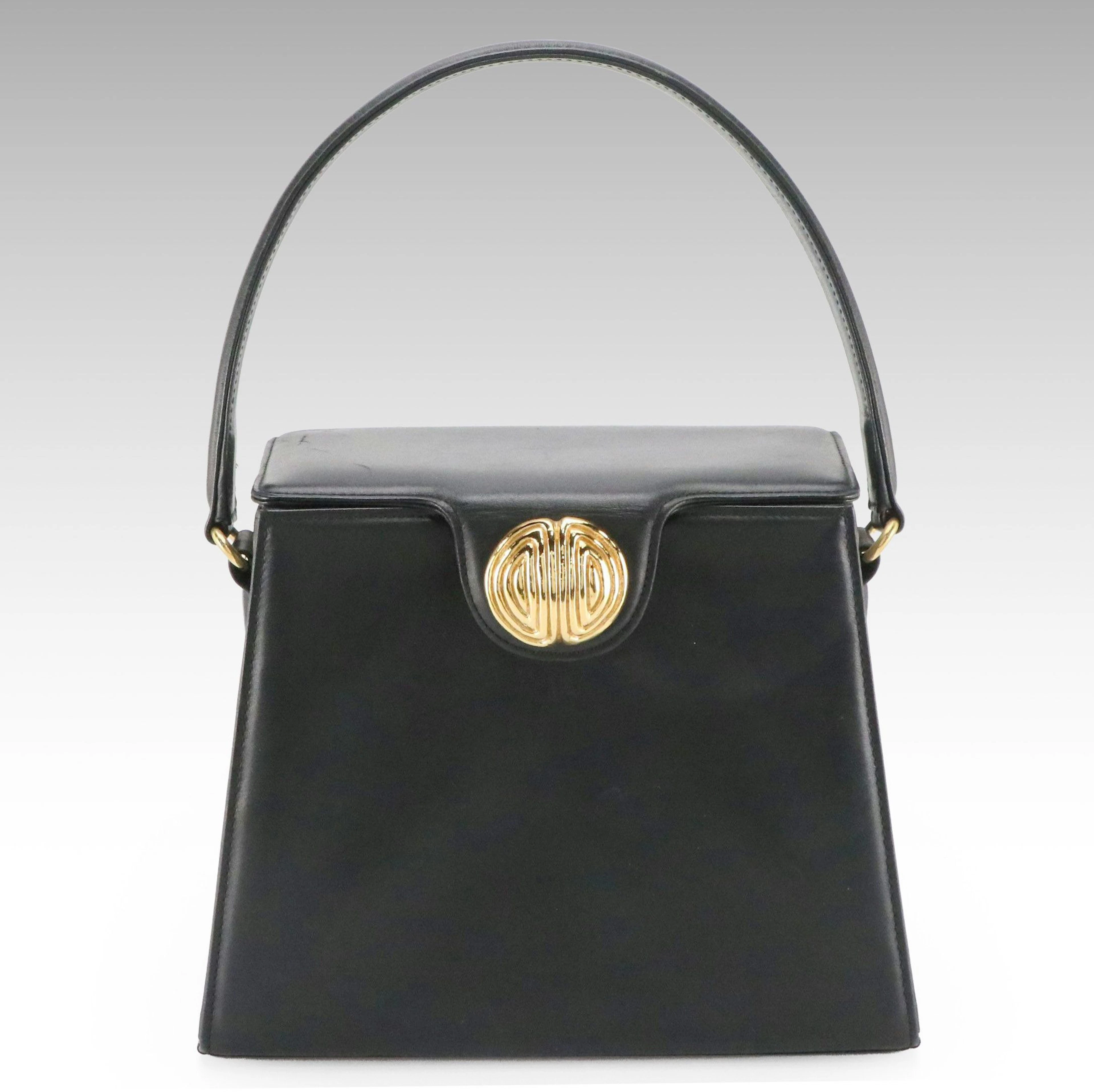 Givenchy Box Top Handle Foldover Bag in Black Leather