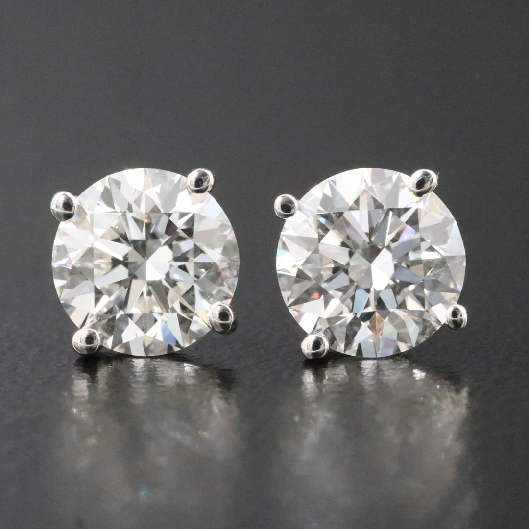 14K 2.96 CTW Lab Grown Diamond Solitaire Earrings with IGI Reports